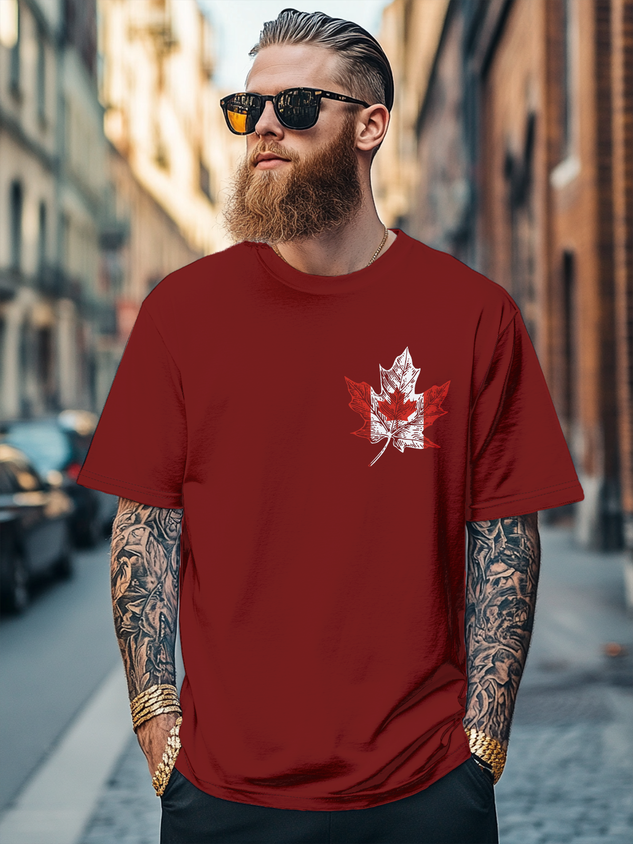 Men's Canada Day Funny Maple Leaf Fitted T-shirts
