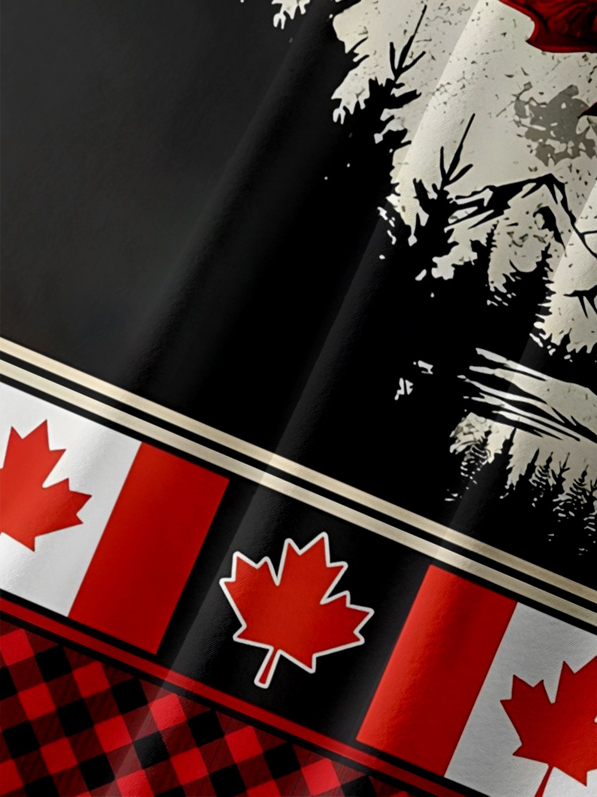 Moisture-wicking Canadian Maple Leaf Plaid Chest Pocket Casual Shirt