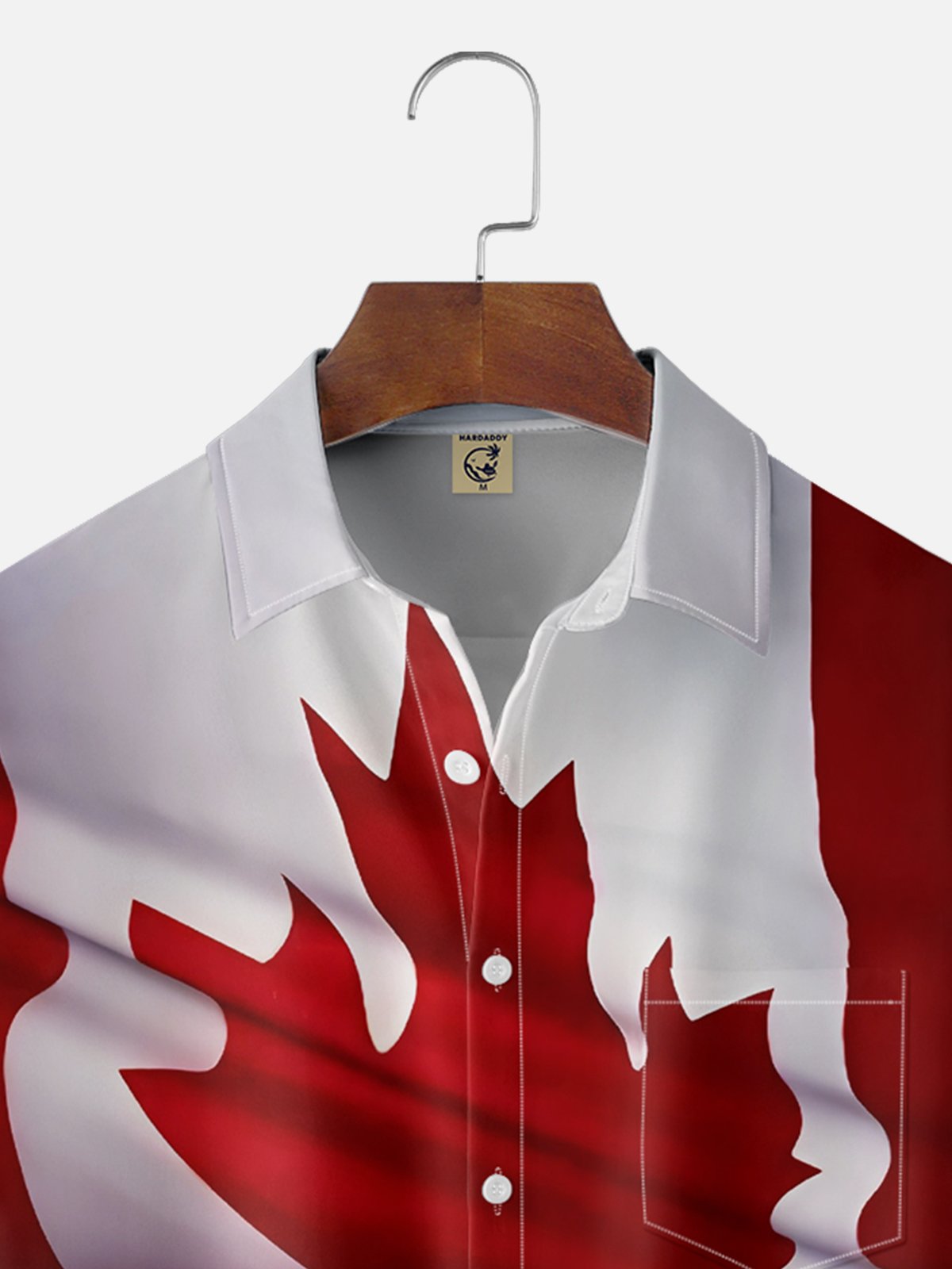 Moisture-wicking Canada Day Flag Art Chest Pocket Casual Shirt