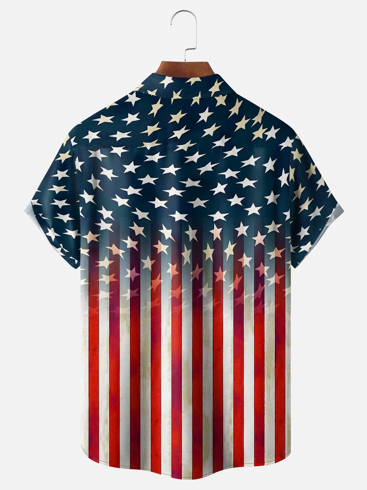  American Flag Chest Pocket Short Sleeve Casual Shirt
