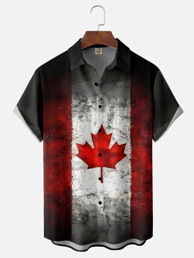 Moisture-wicking Canada Day Chest Pocket Casual Shirt