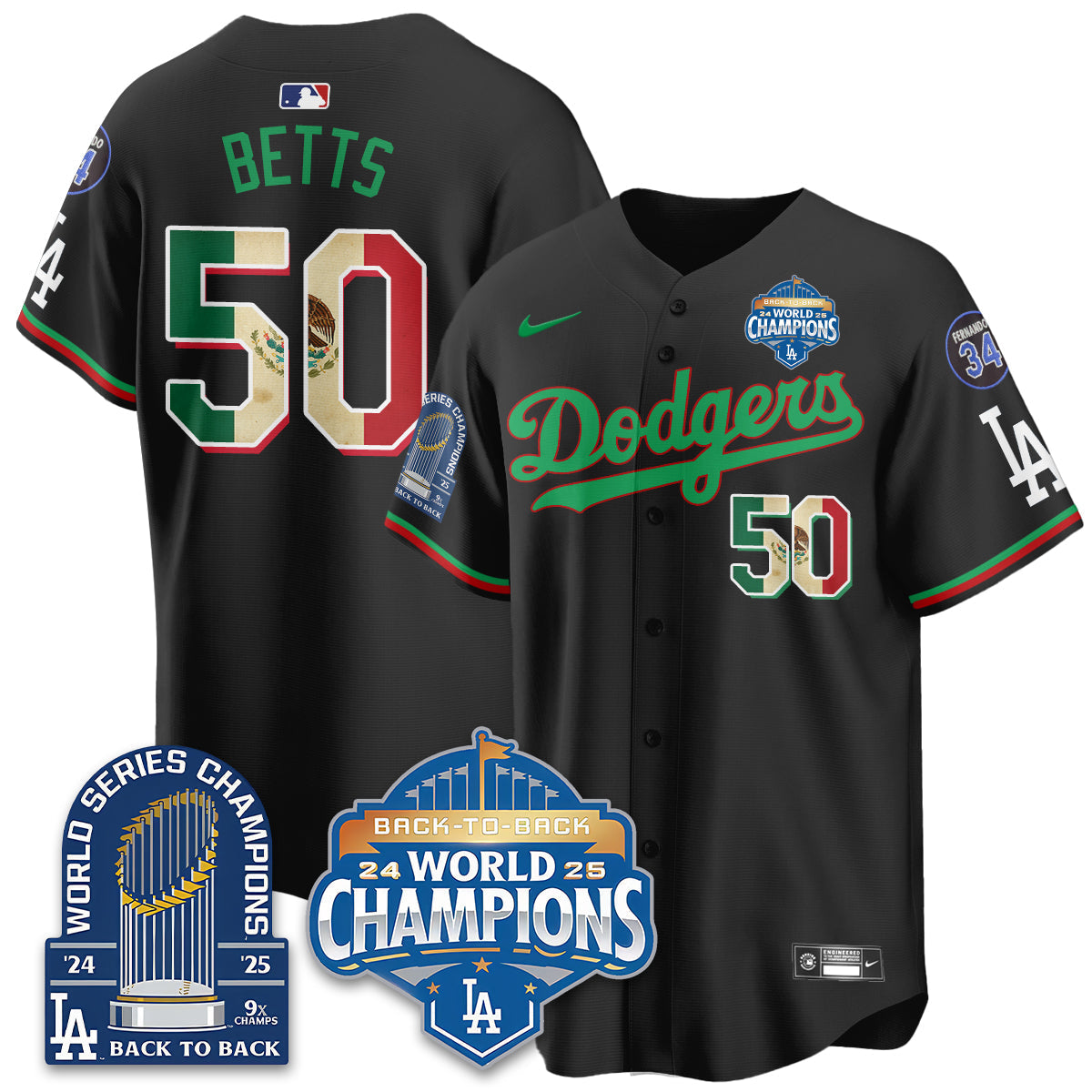 LAD Mexico World Series Champions Jersey - 9x Champs - All Stitched