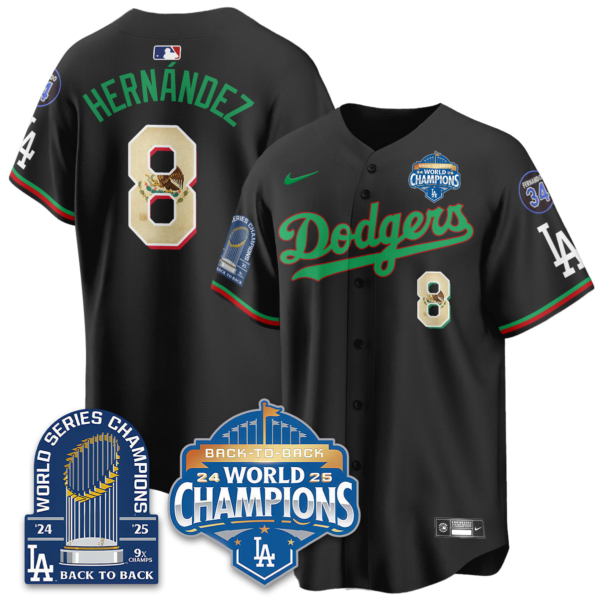 LAD Mexico World Series Champions Jersey - 9x Champs - All Stitched