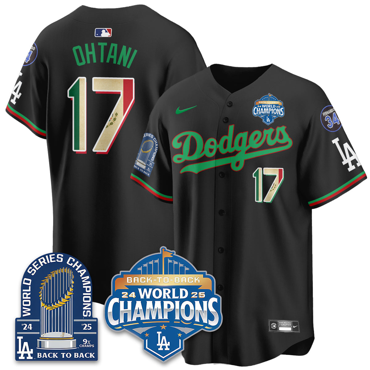 LAD Mexico World Series Champions Jersey - 9x Champs - All Stitched
