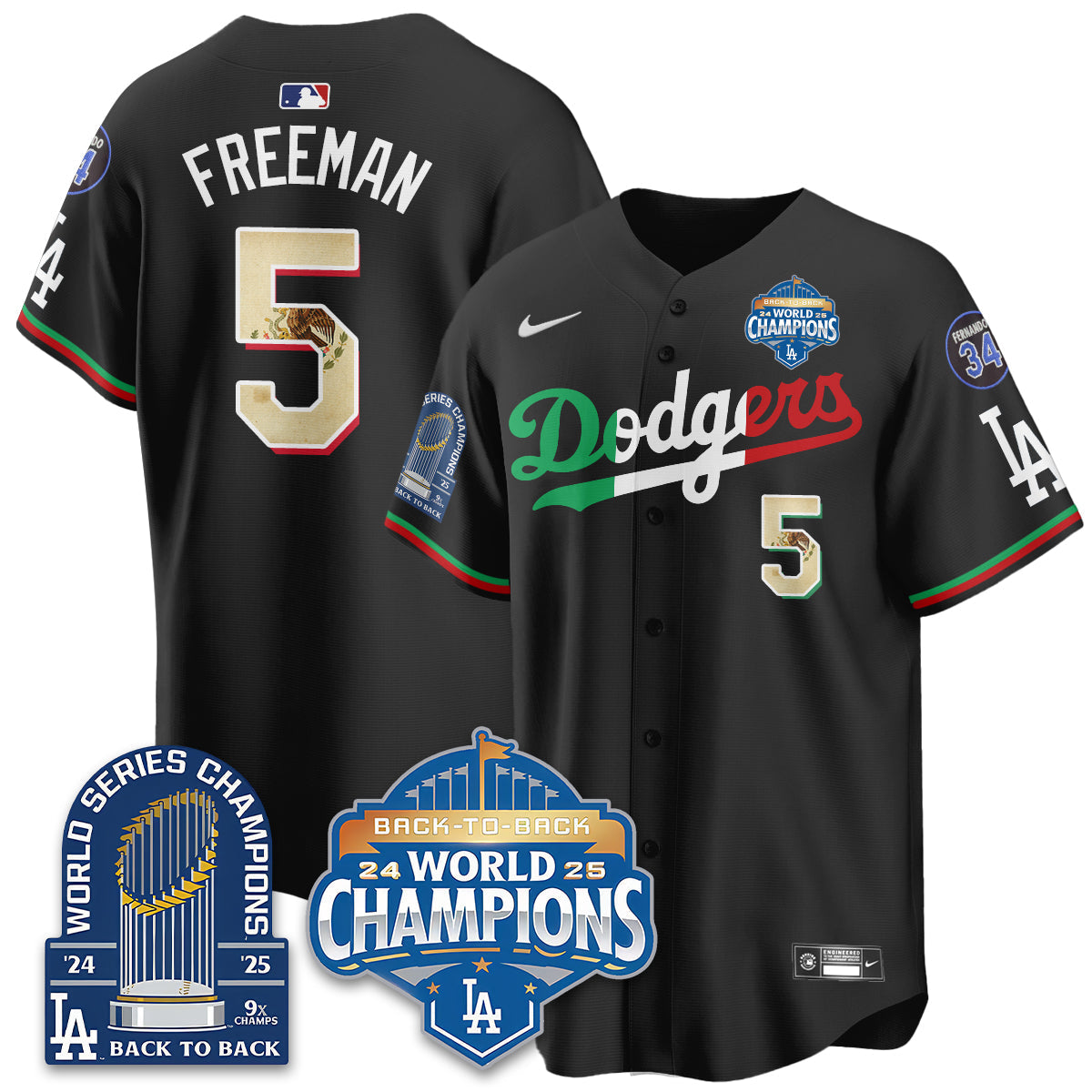 LAD Mexico World Series Champions Jersey - 9x Champs - All Stitched
