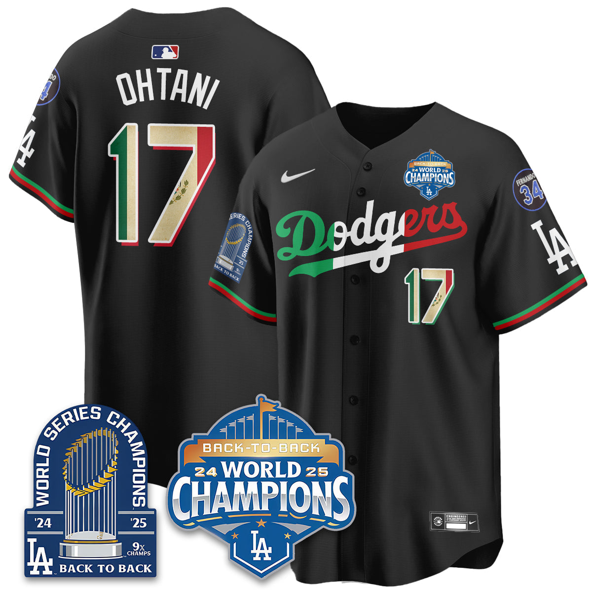 LAD Mexico World Series Champions Jersey - 9x Champs - All Stitched