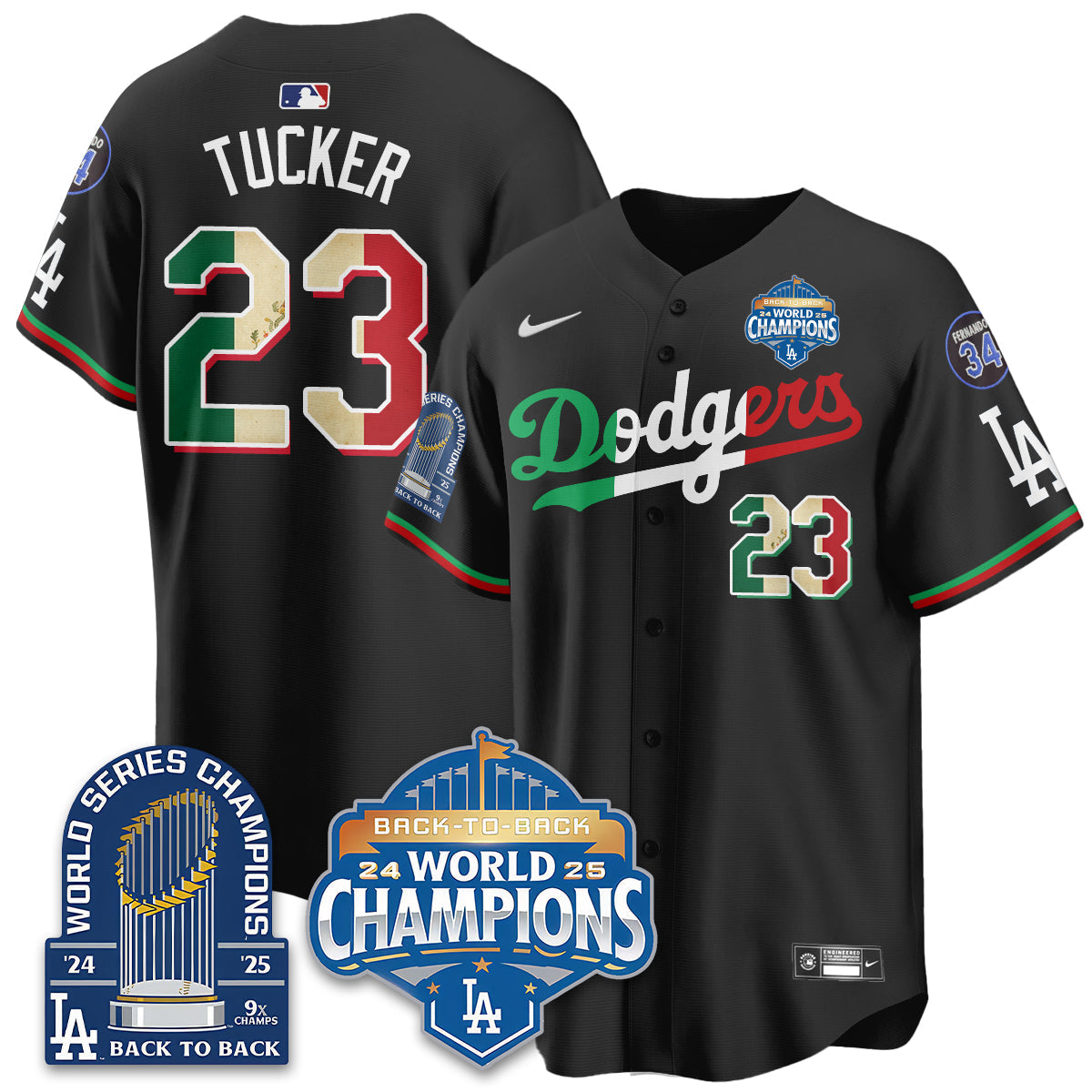 LAD Mexico World Series Champions Jersey - 9x Champs - All Stitched