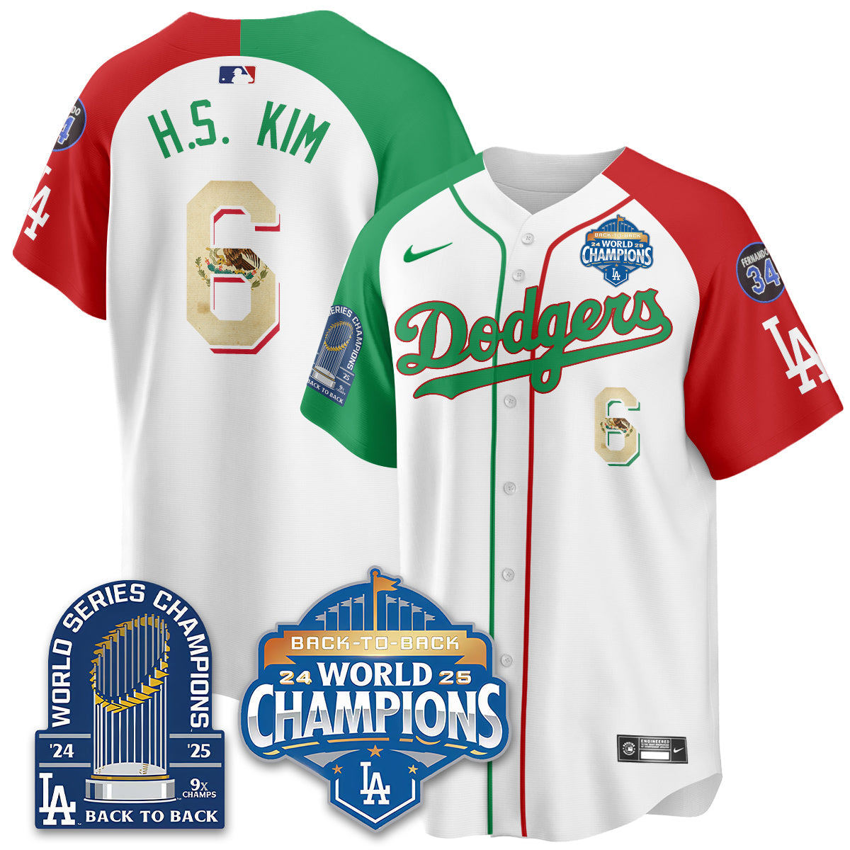 LAD Mexico World Series Champions Jersey - 9x Champs - All Stitched