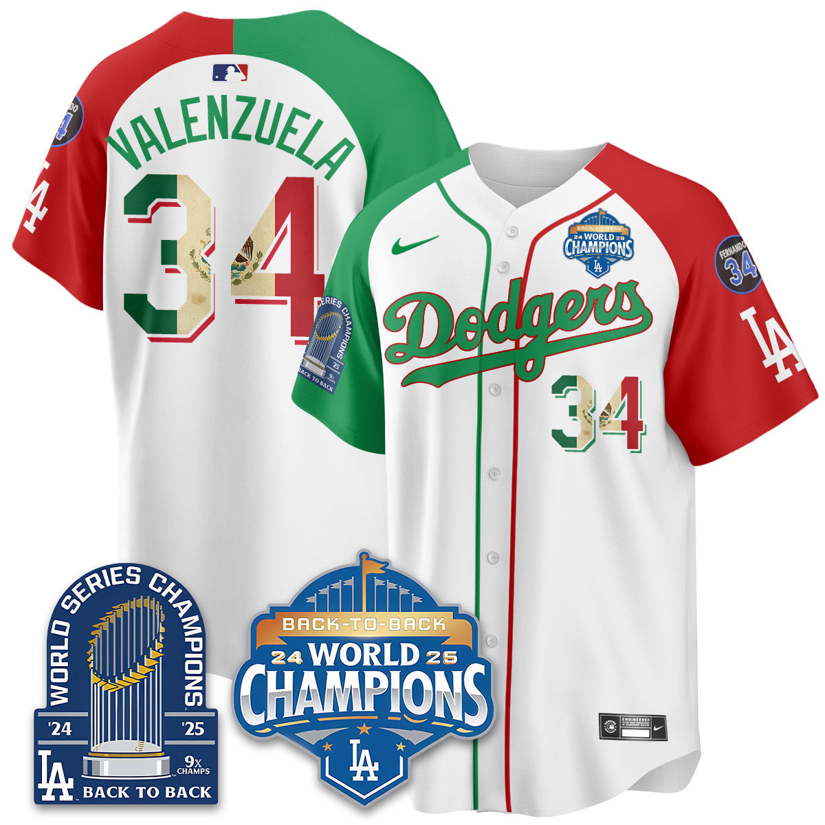 LAD Mexico World Series Champions Jersey - 9x Champs - All Stitched