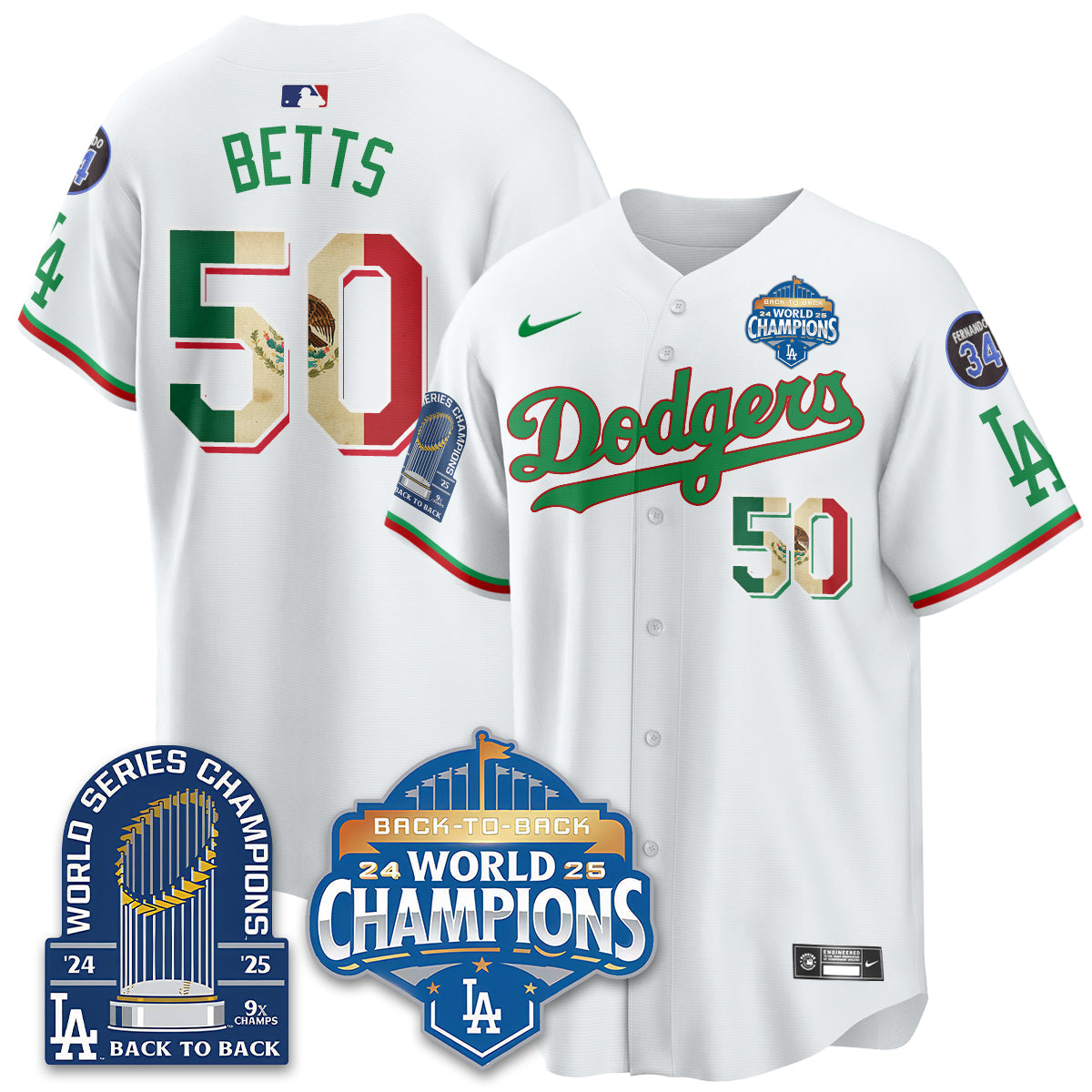 LAD Mexico World Series Champions Jersey - 9x Champs - All Stitched