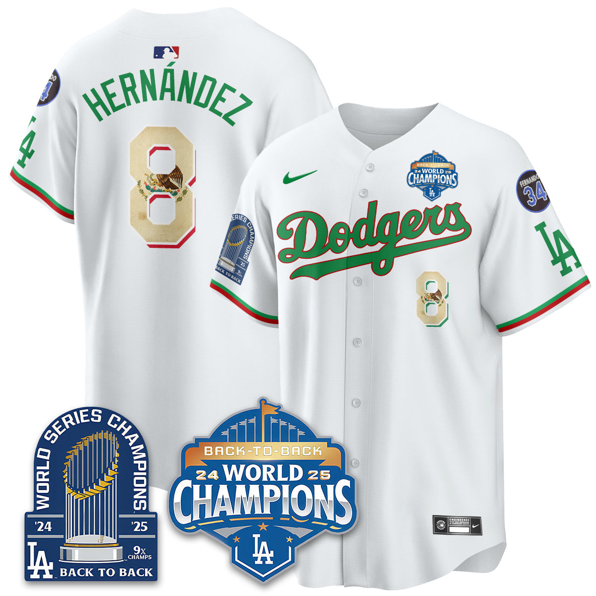 LAD Mexico World Series Champions Jersey - 9x Champs - All Stitched