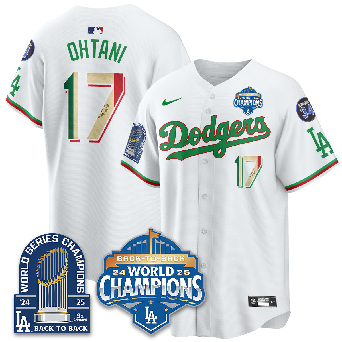 LAD Mexico World Series Champions Jersey - 9x Champs - All Stitched