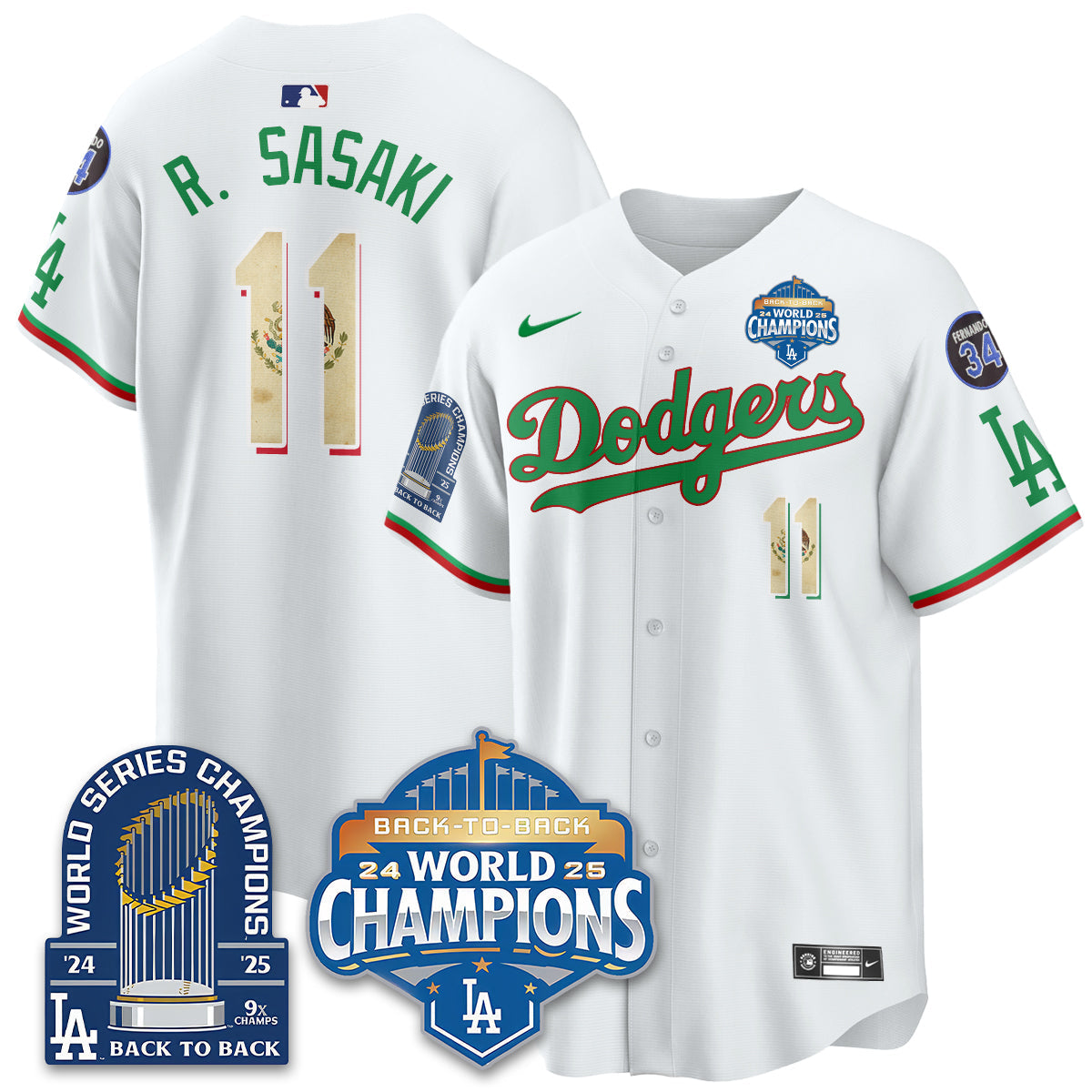 LAD Mexico World Series Champions Jersey - 9x Champs - All Stitched