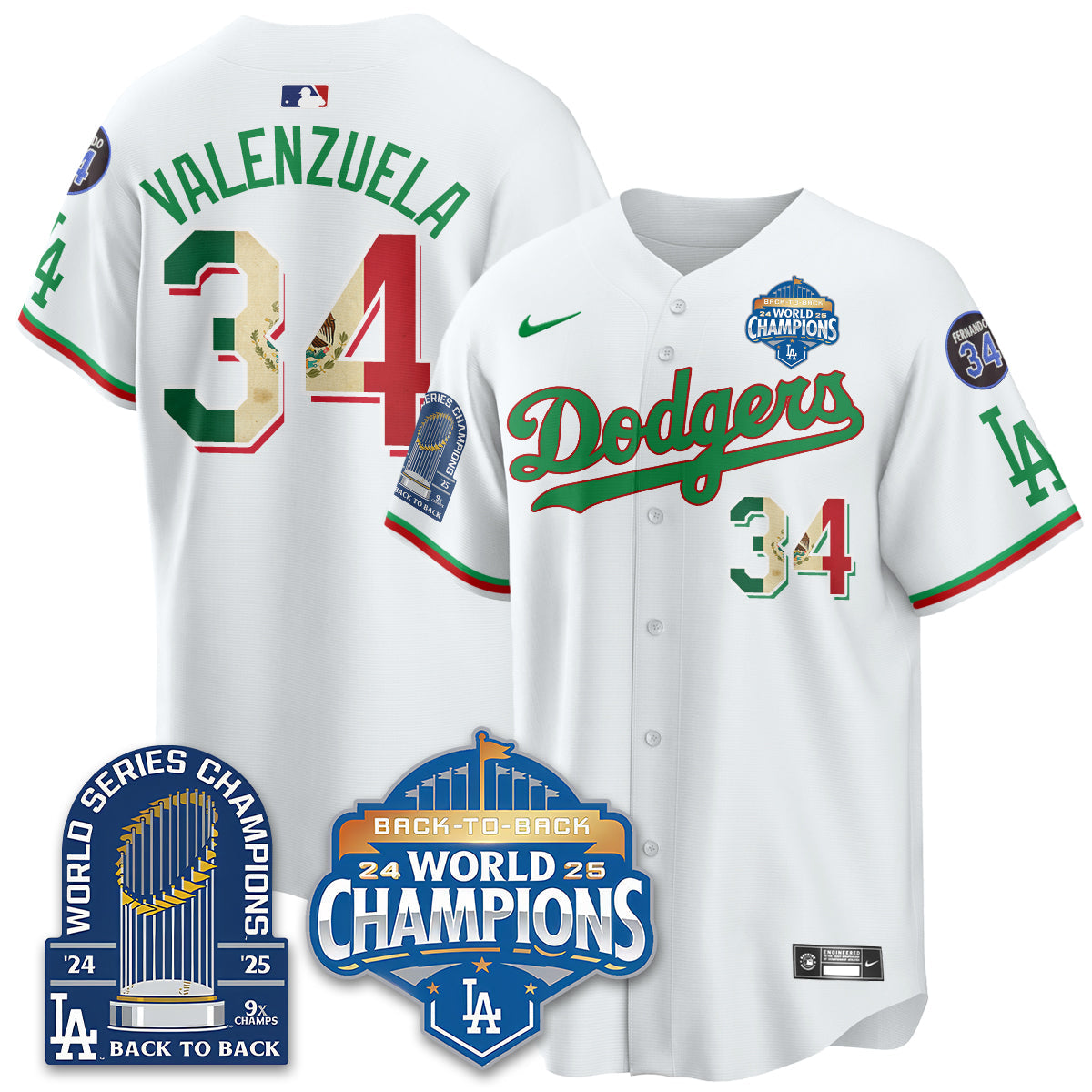 LAD Mexico World Series Champions Jersey - 9x Champs - All Stitched