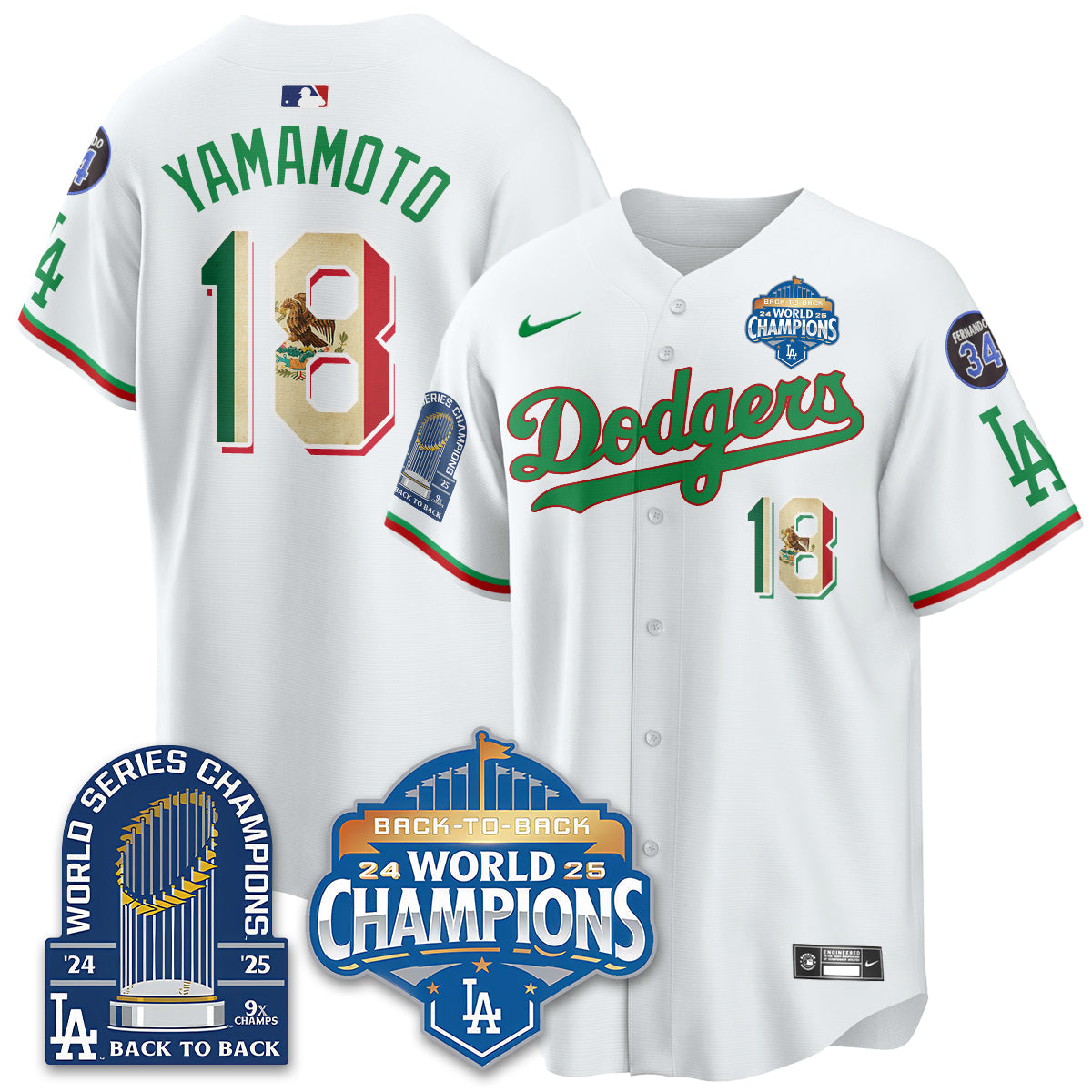 LAD Mexico World Series Champions Jersey - 9x Champs - All Stitched