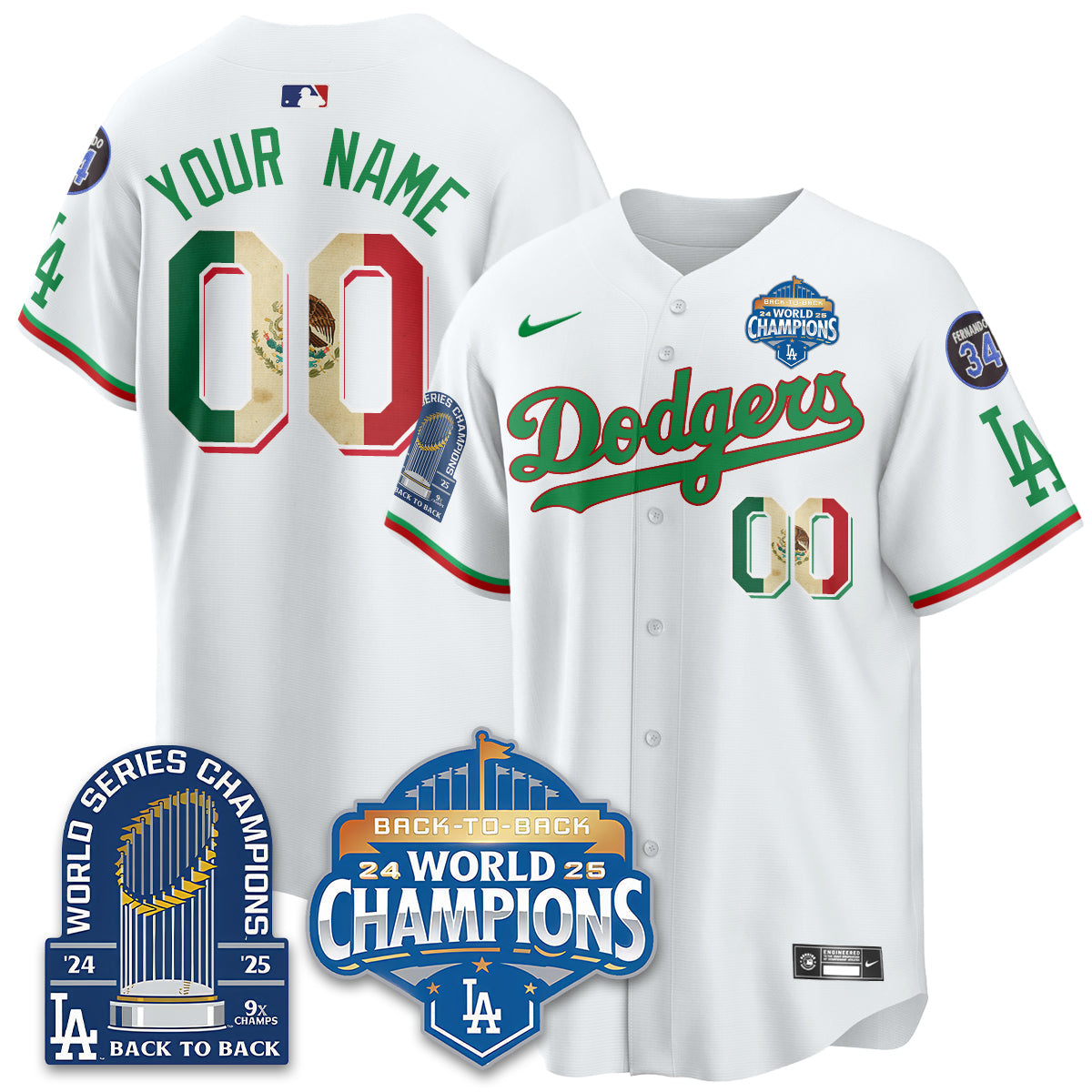 LAD Mexico World Series Champions Jersey - 9x Champs - All Stitched