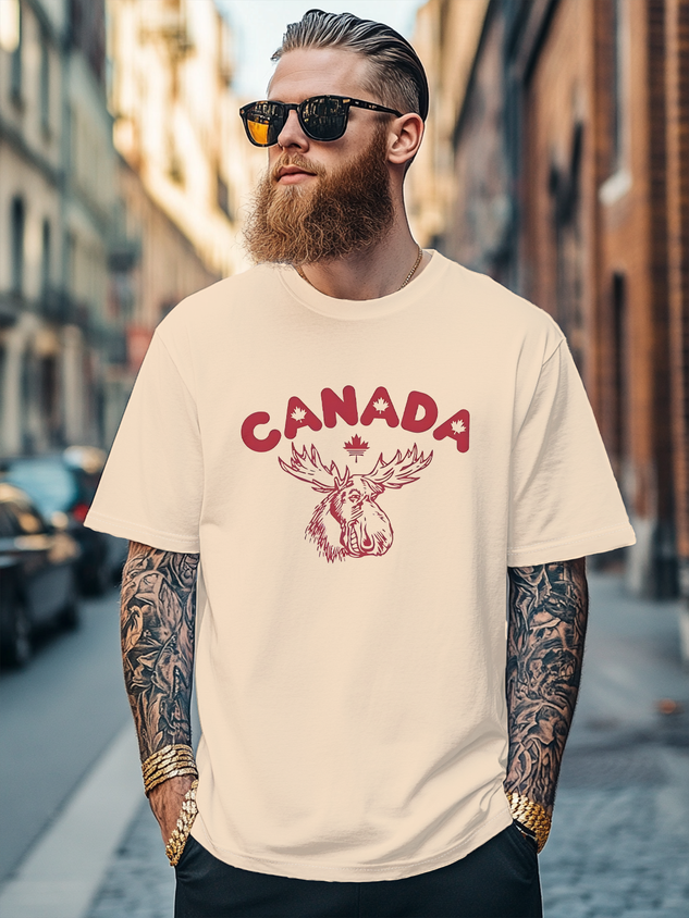 Men's Funny Reindeer Canada Day Fitted T-shirts