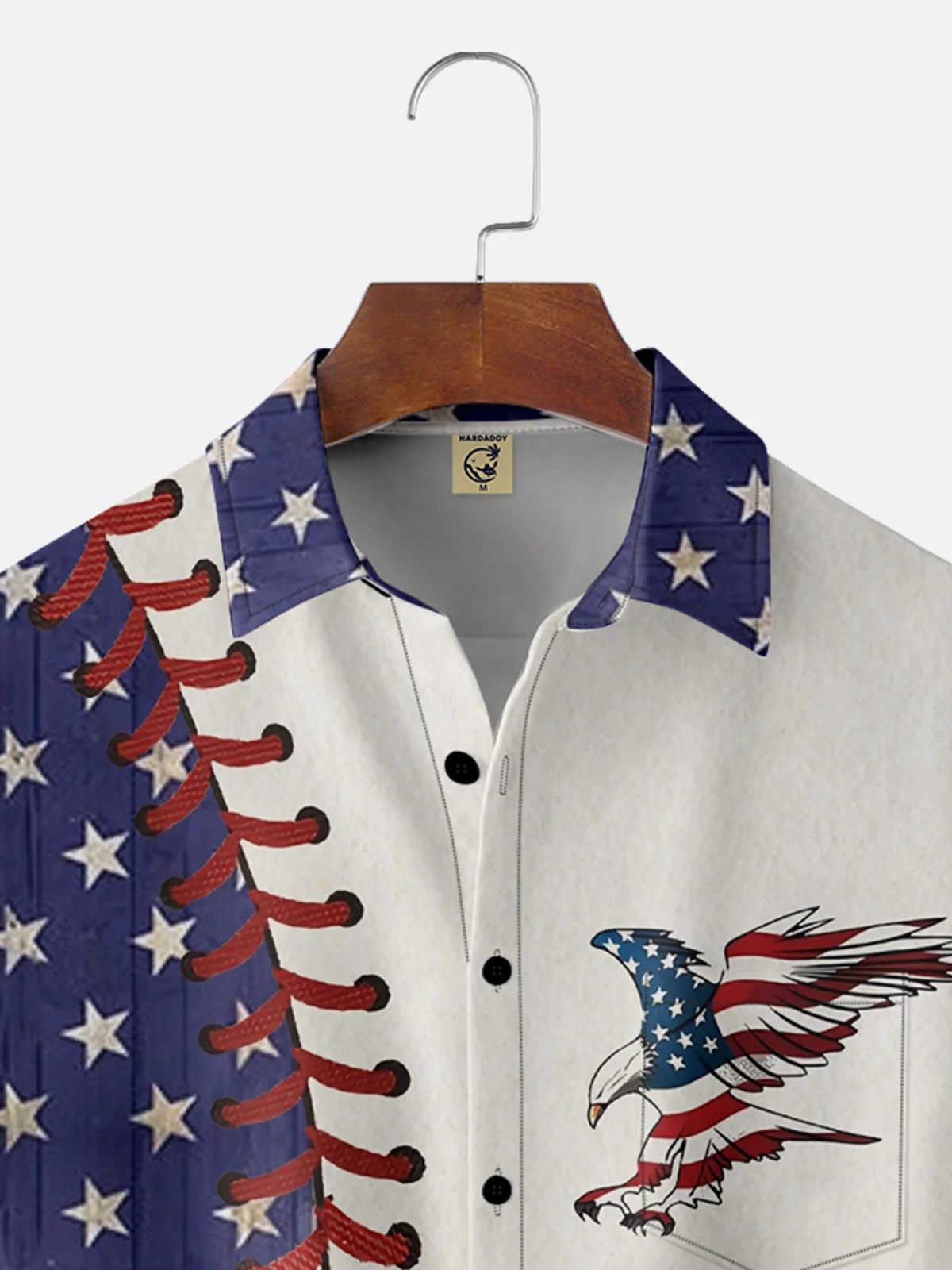 Moisture-wicking Baseball American Flag American Eagle Chest Pocket Hawaiian Shirt