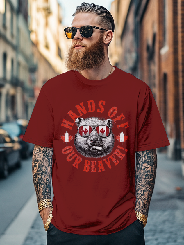 Men's Canada Day Funny Guinea Pig Fitted T-shirts