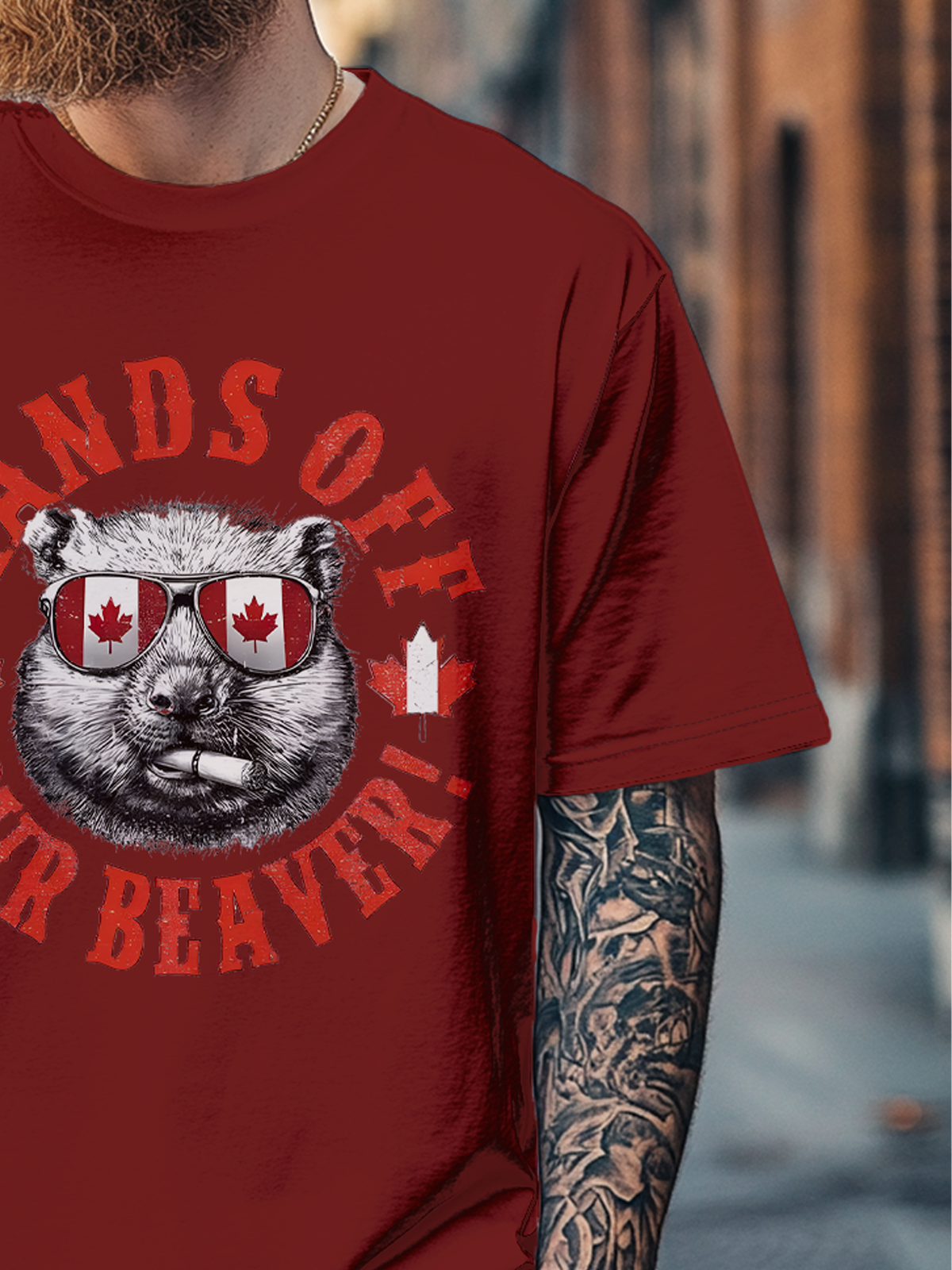 Men's Canada Day Funny Guinea Pig Fitted T-shirts