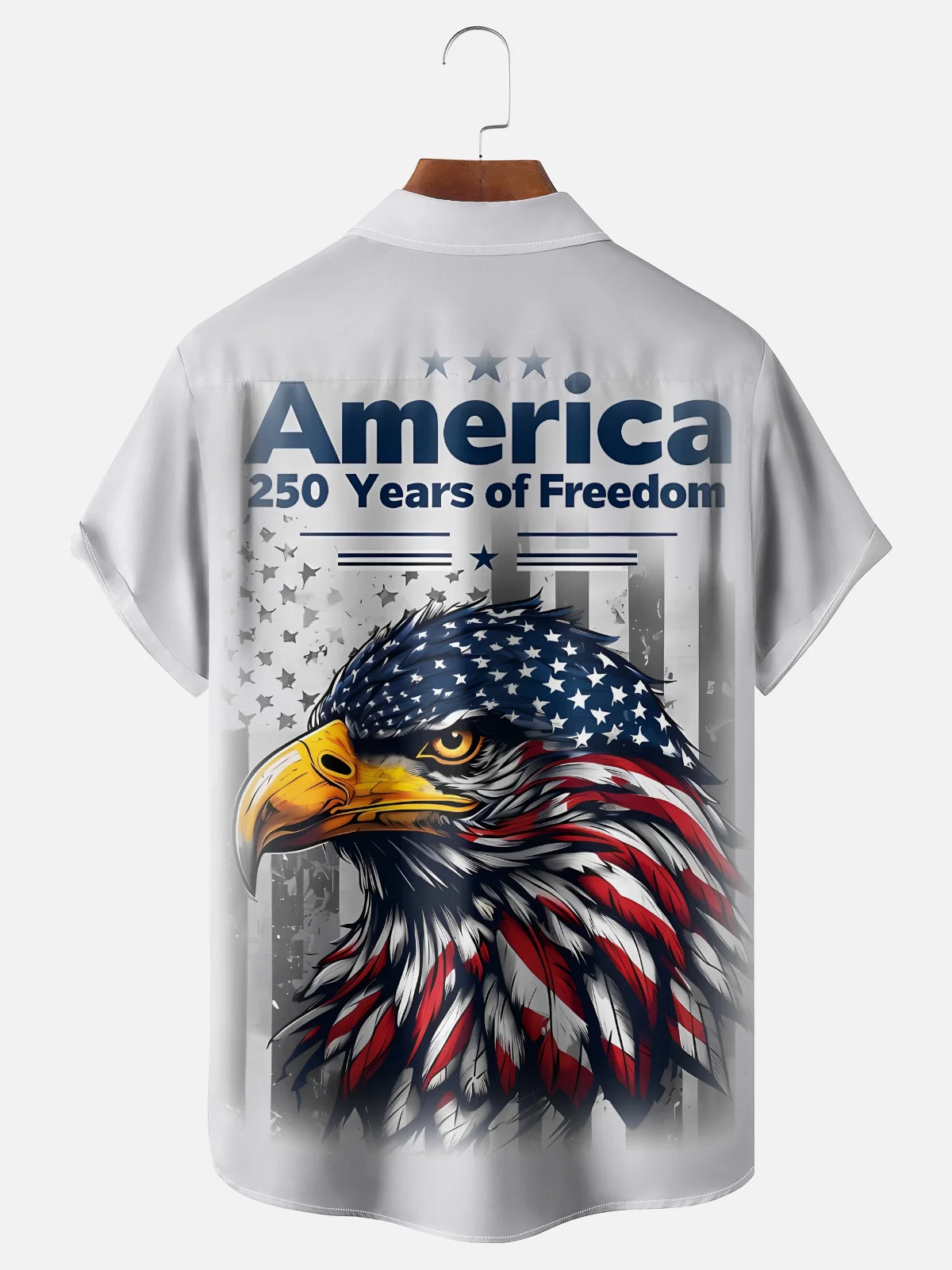 Moisture Wicking Gradient Abstract American Flag American Eagle 250th Anniversary Chest Pocket Holiday Shirt