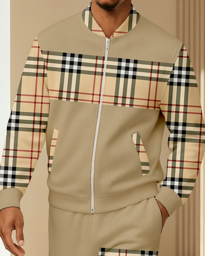 Men's Minimalist Color-Block Jacket Sports Jogging Set 25