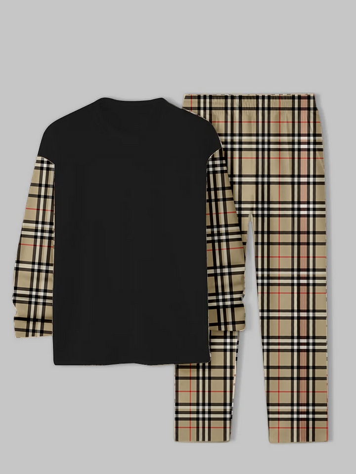 Men's Simple Colorblock Round Neck Casual Sports Set 0121