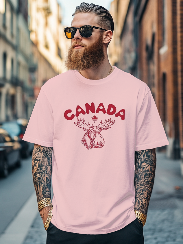 Men's Funny Reindeer Canada Day Fitted T-shirts