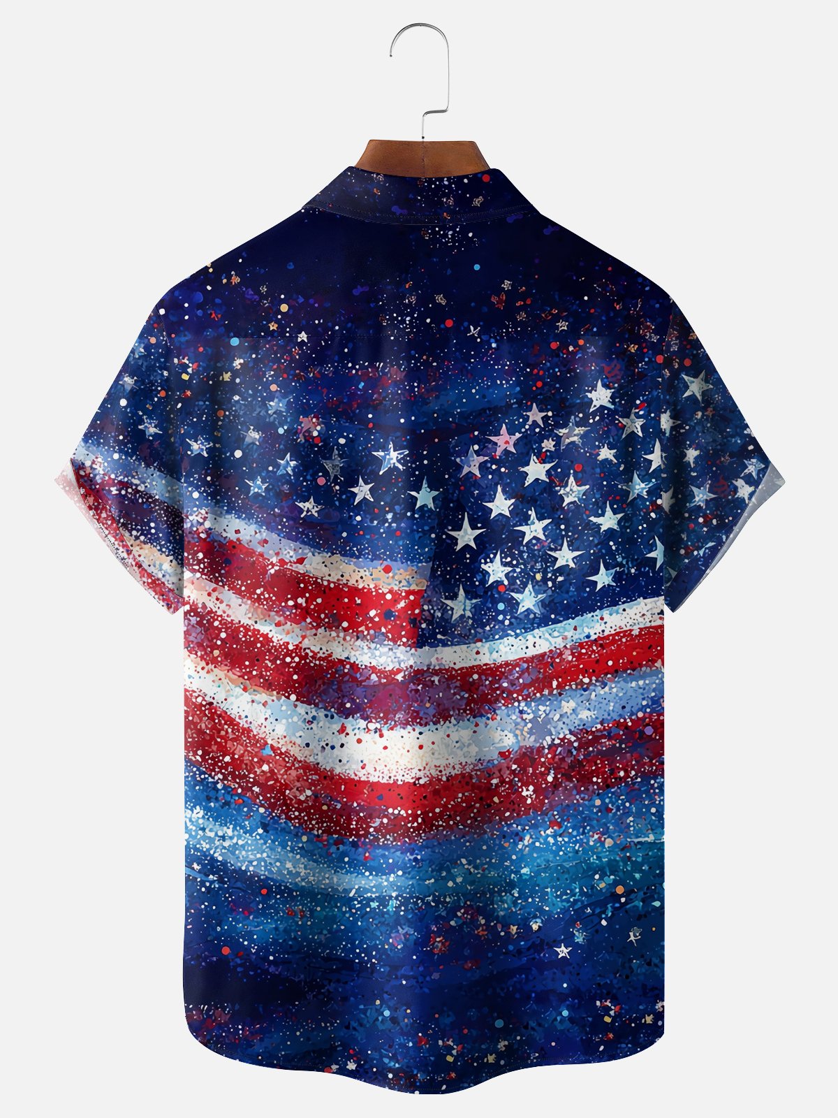 Moisture-wicking American Flag Memorial Day Chest Pocket Casual Shirt