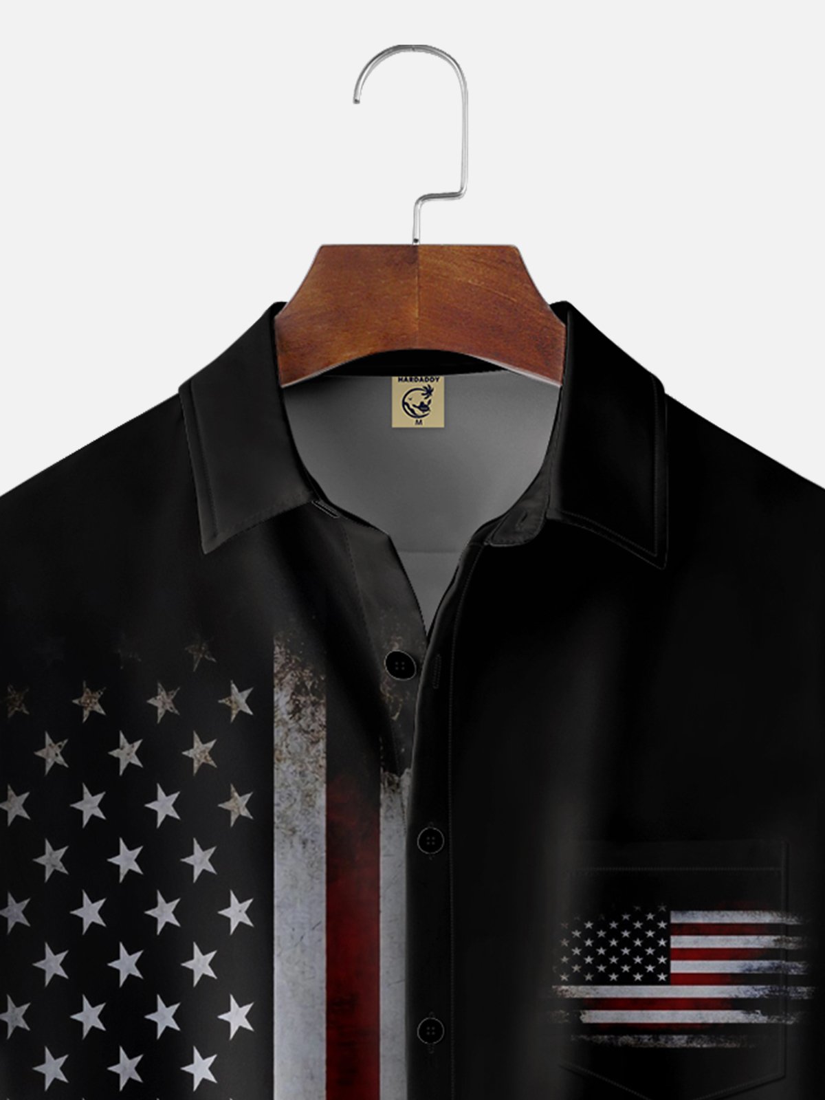 American Flag Chest Pocket Short Sleeve Casual Shirt