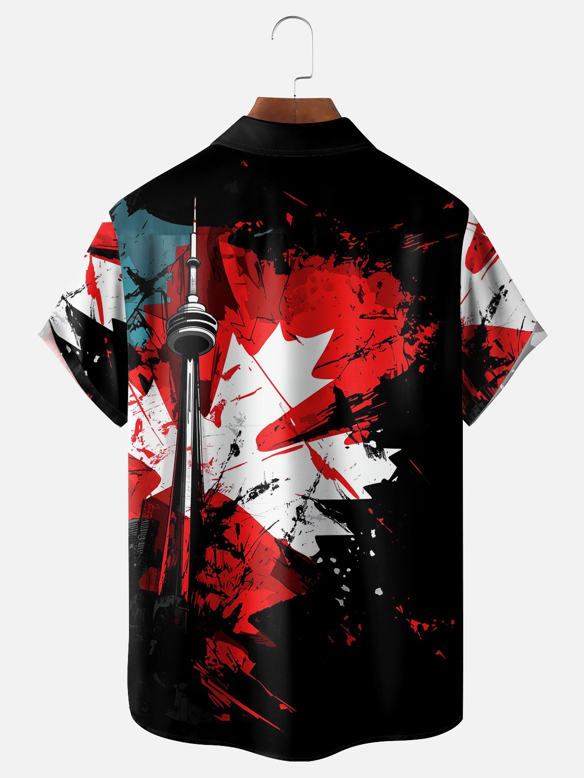 Moisture-wicking Canada Day Chest Pocket Bowling Shirt