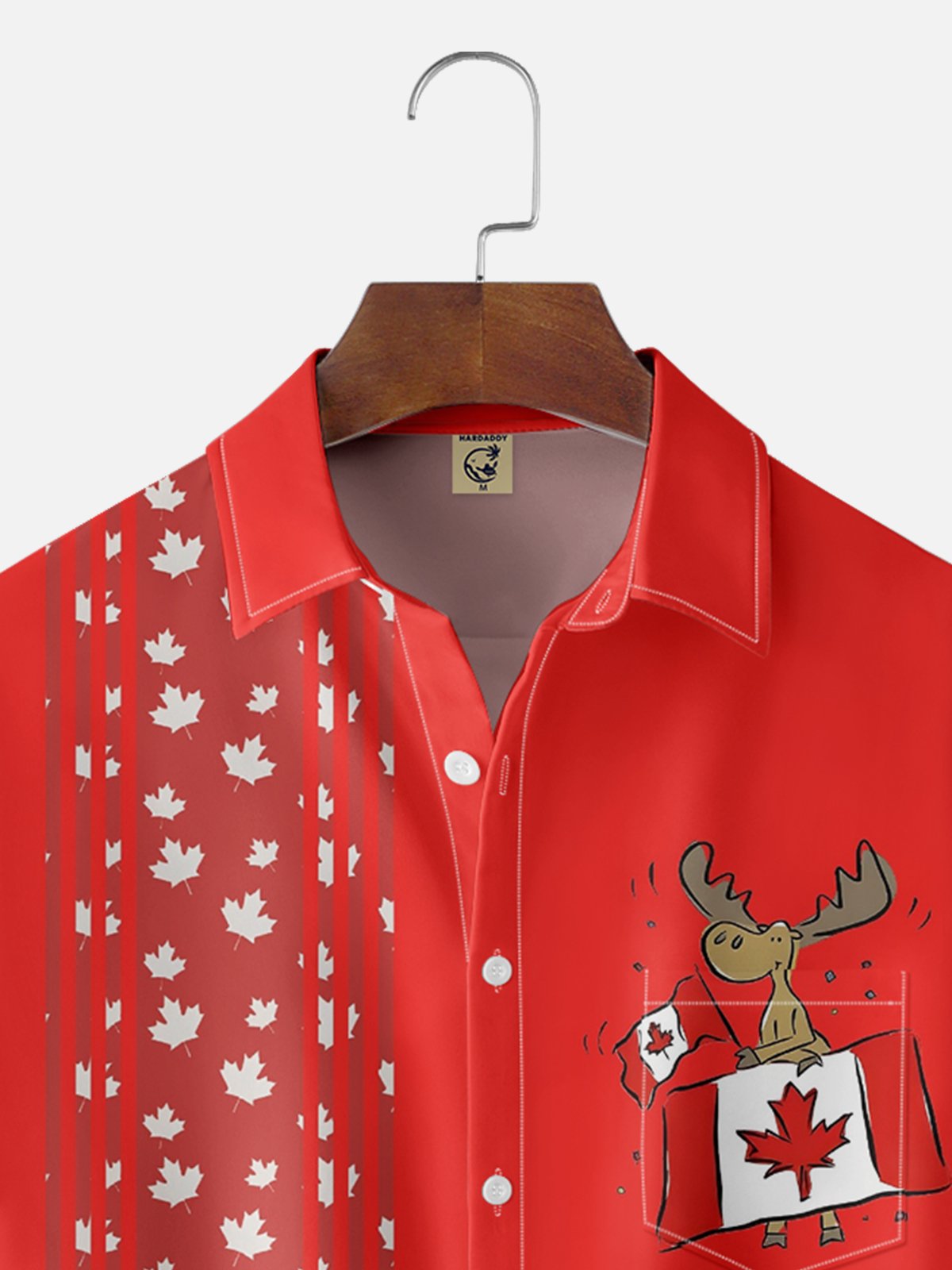 Moisture-wicking Canada Day Art Chest Pocket Bowling Shirt