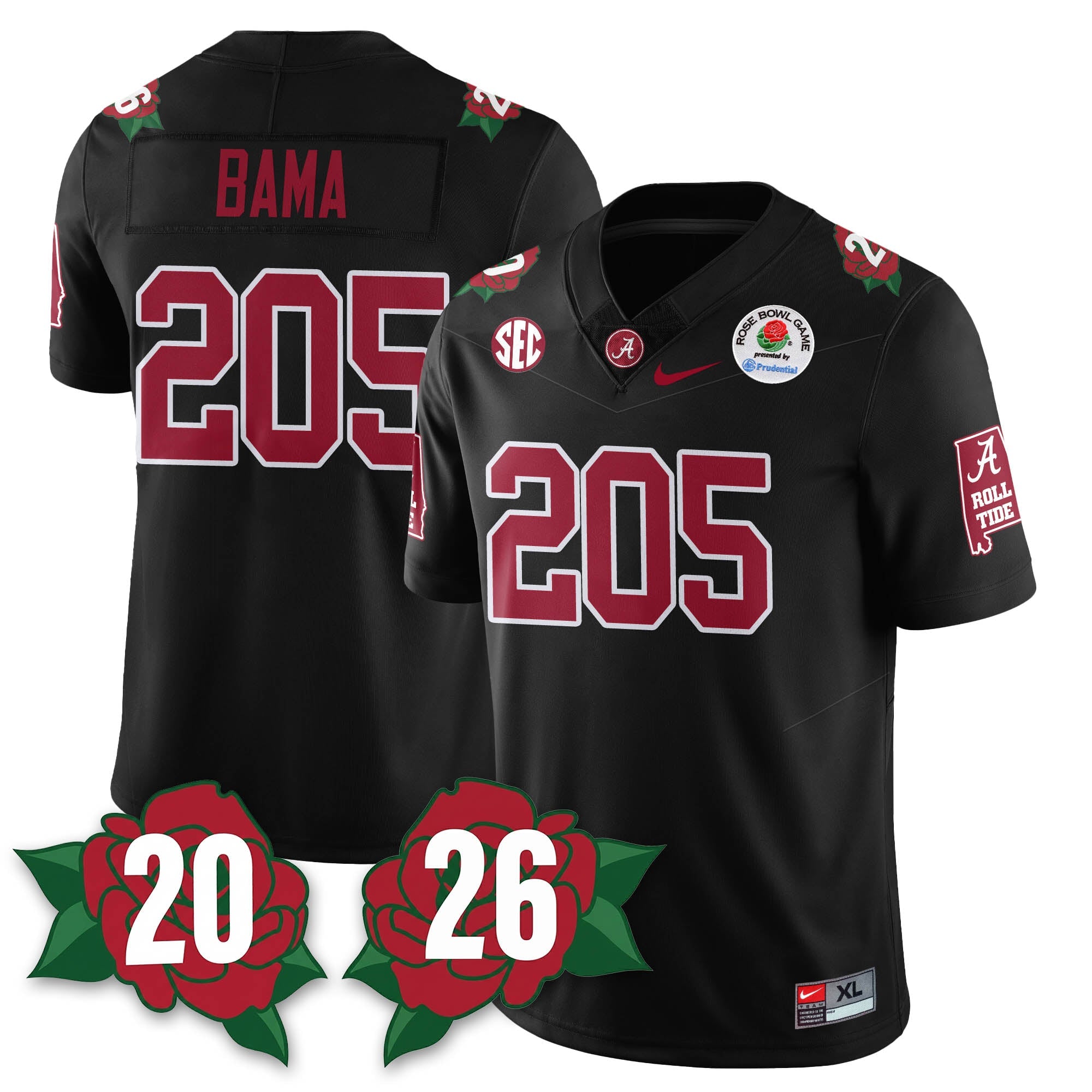 BAMA Rose Bowl Vapor Limited Football Jersey - All Stitched