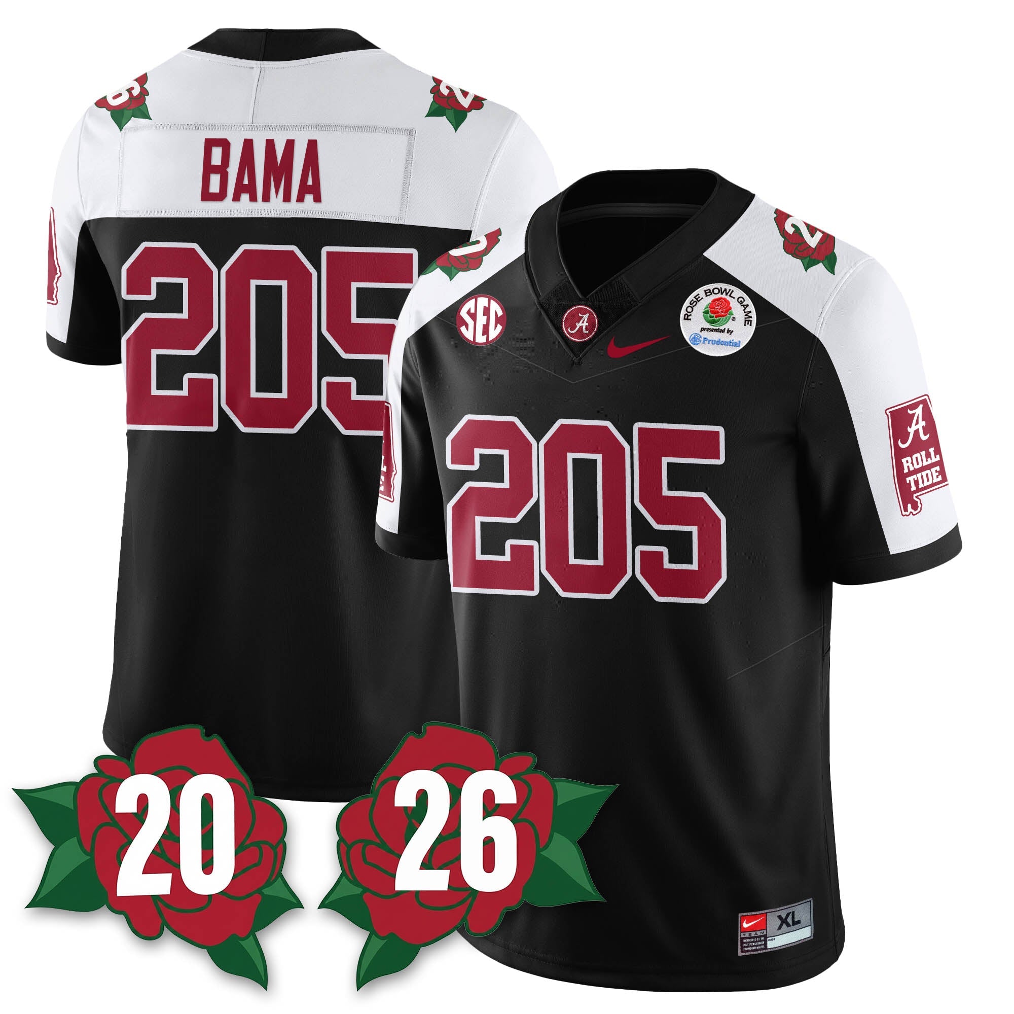 BAMA Rose Bowl Vapor Limited Football Jersey - All Stitched