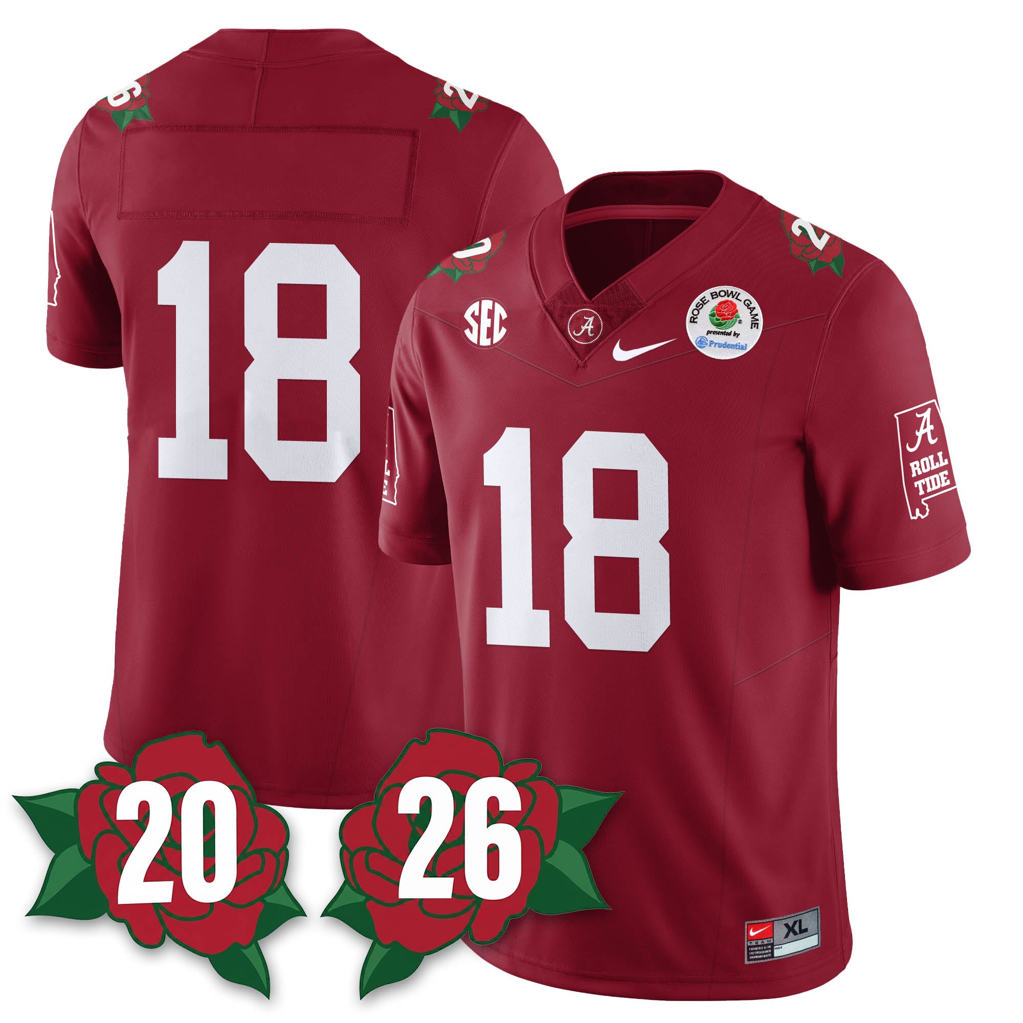 BAMA Rose Bowl Vapor Limited Football Jersey - All Stitched