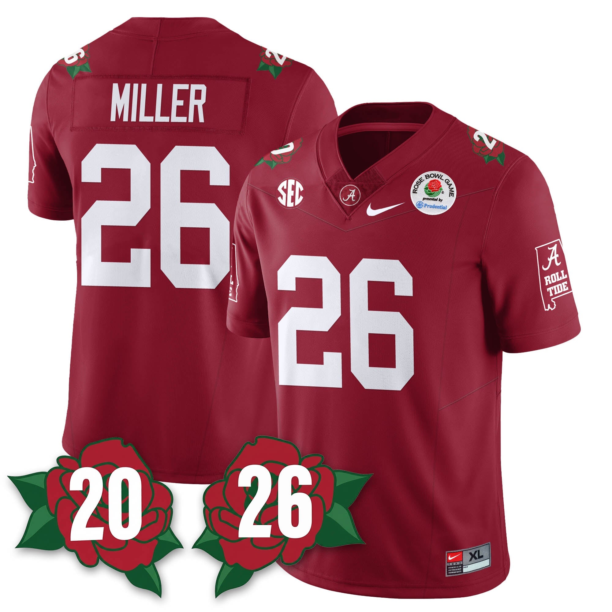 BAMA Rose Bowl Vapor Limited Football Jersey - All Stitched