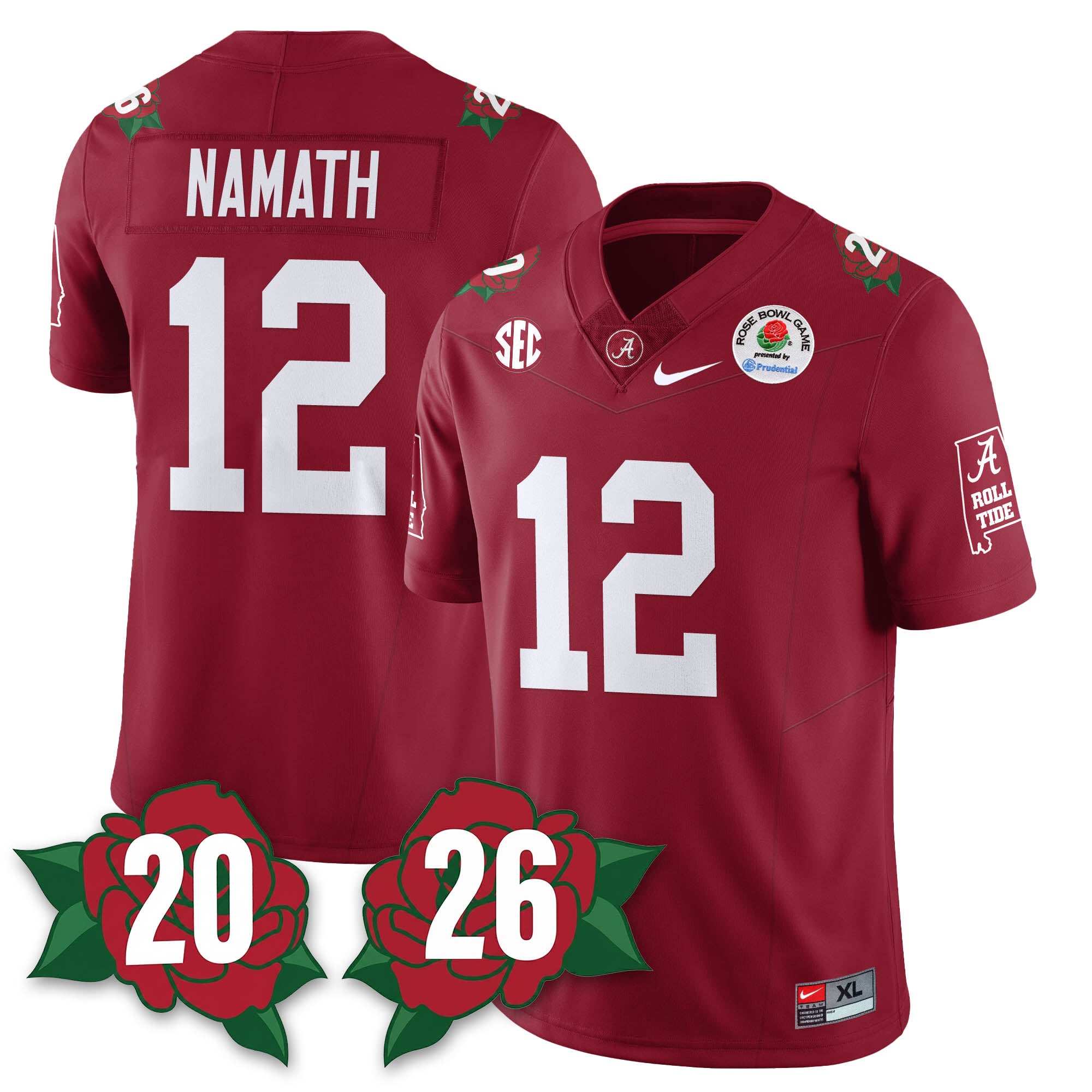 BAMA Rose Bowl Vapor Limited Football Jersey - All Stitched