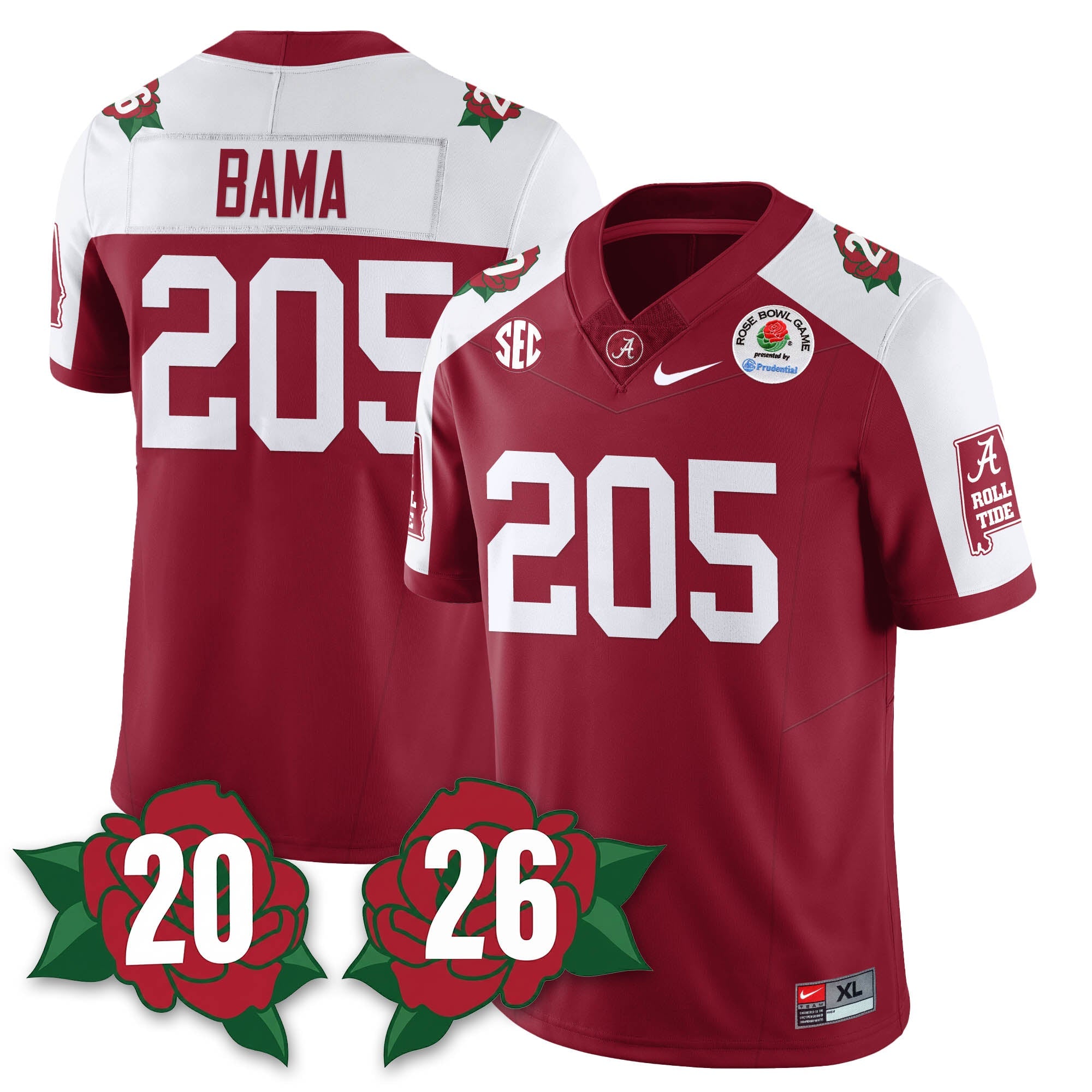 BAMA Rose Bowl Vapor Limited Football Jersey - All Stitched