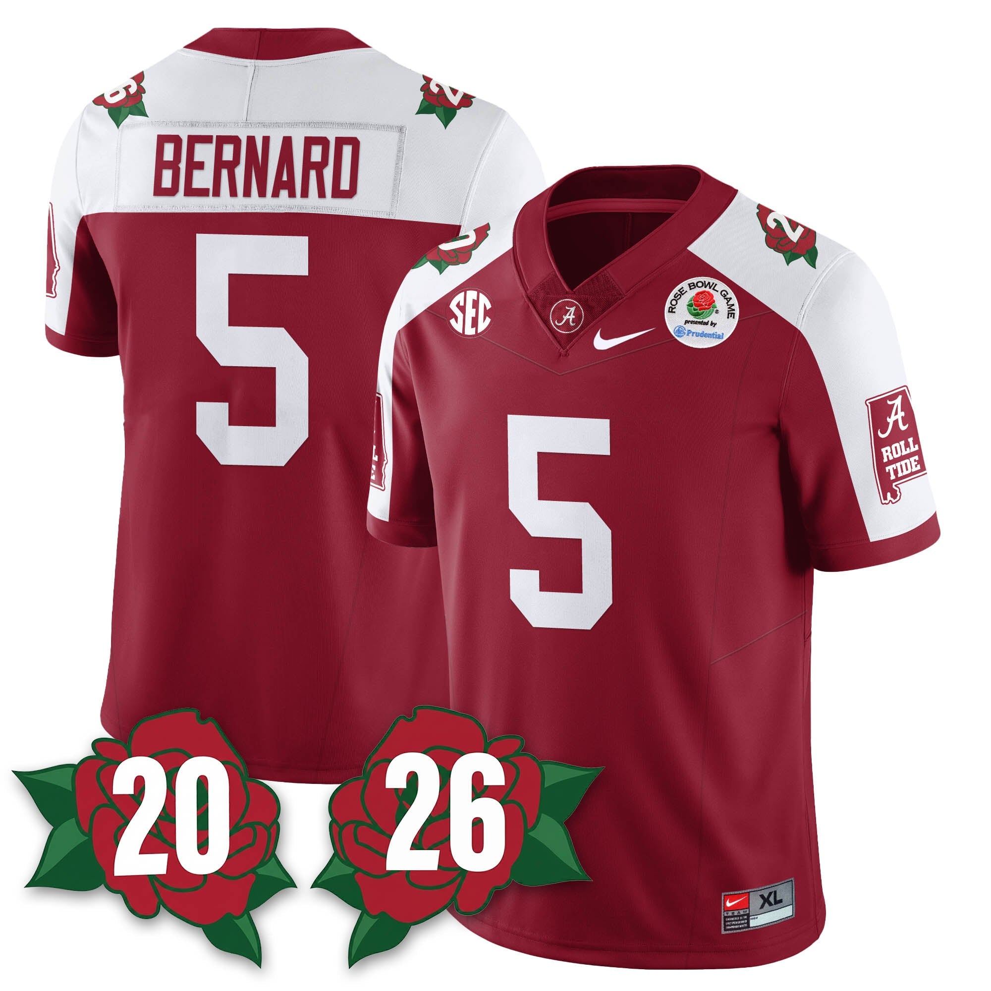 BAMA Rose Bowl Vapor Limited Football Jersey - All Stitched