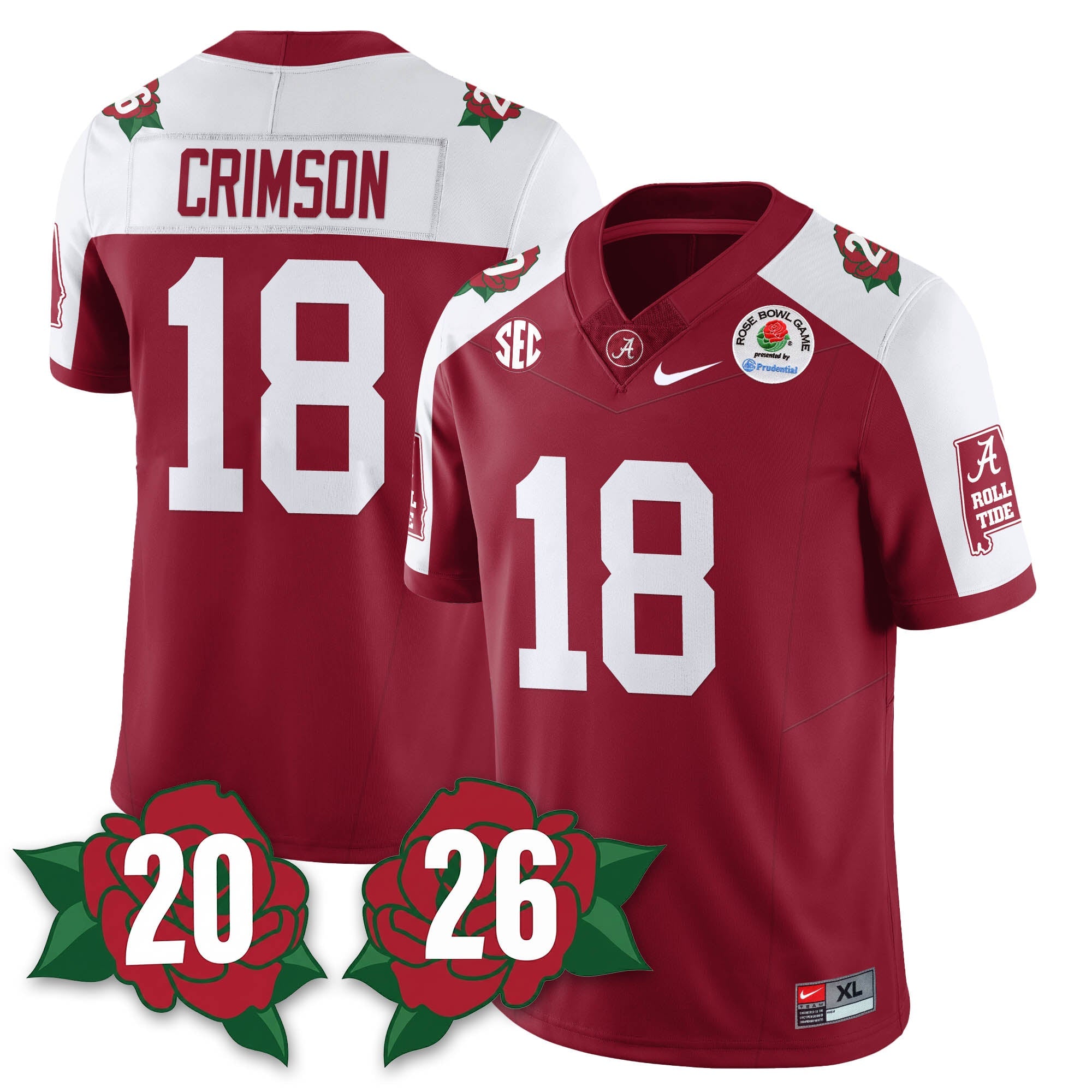 BAMA Rose Bowl Vapor Limited Football Jersey - All Stitched