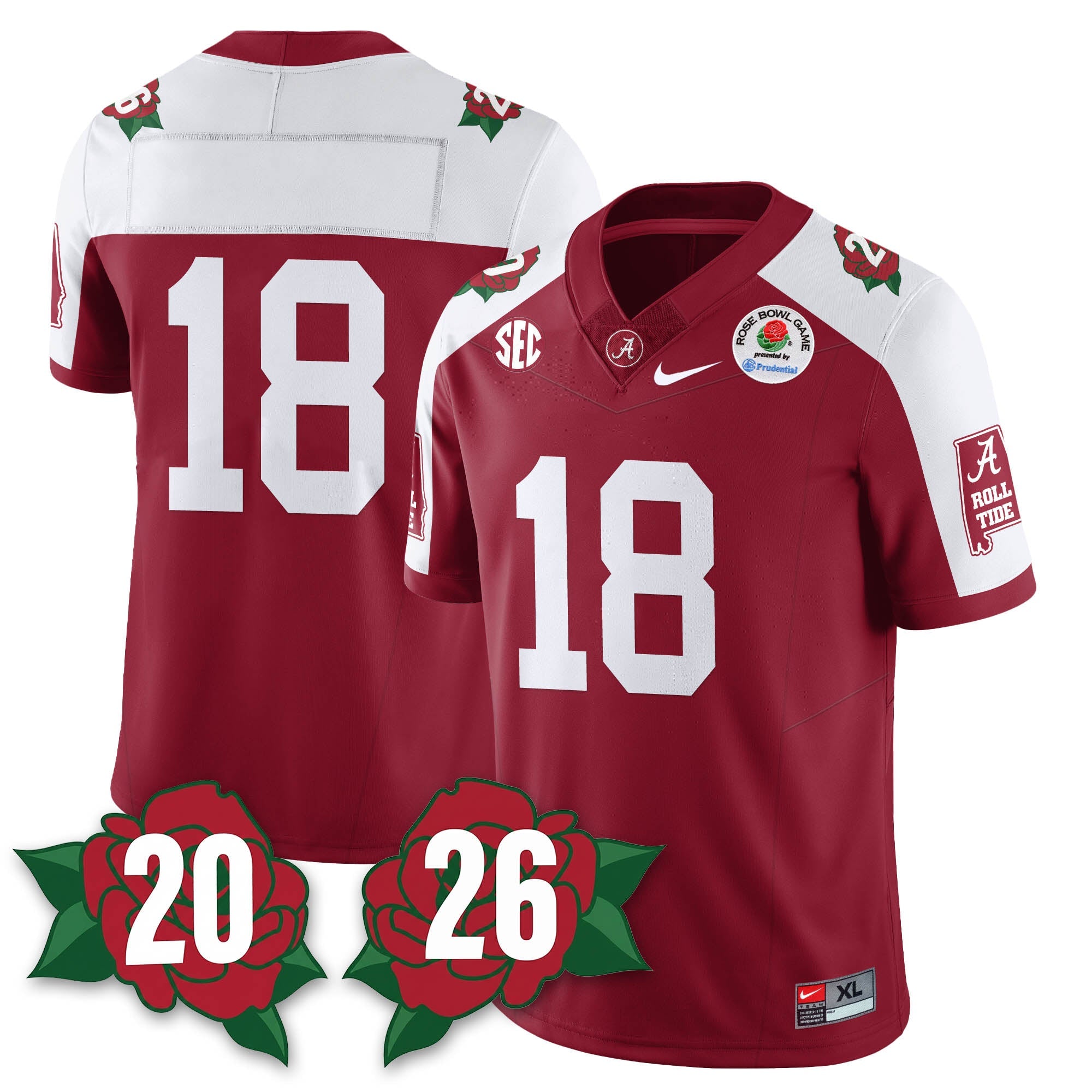 BAMA Rose Bowl Vapor Limited Football Jersey - All Stitched