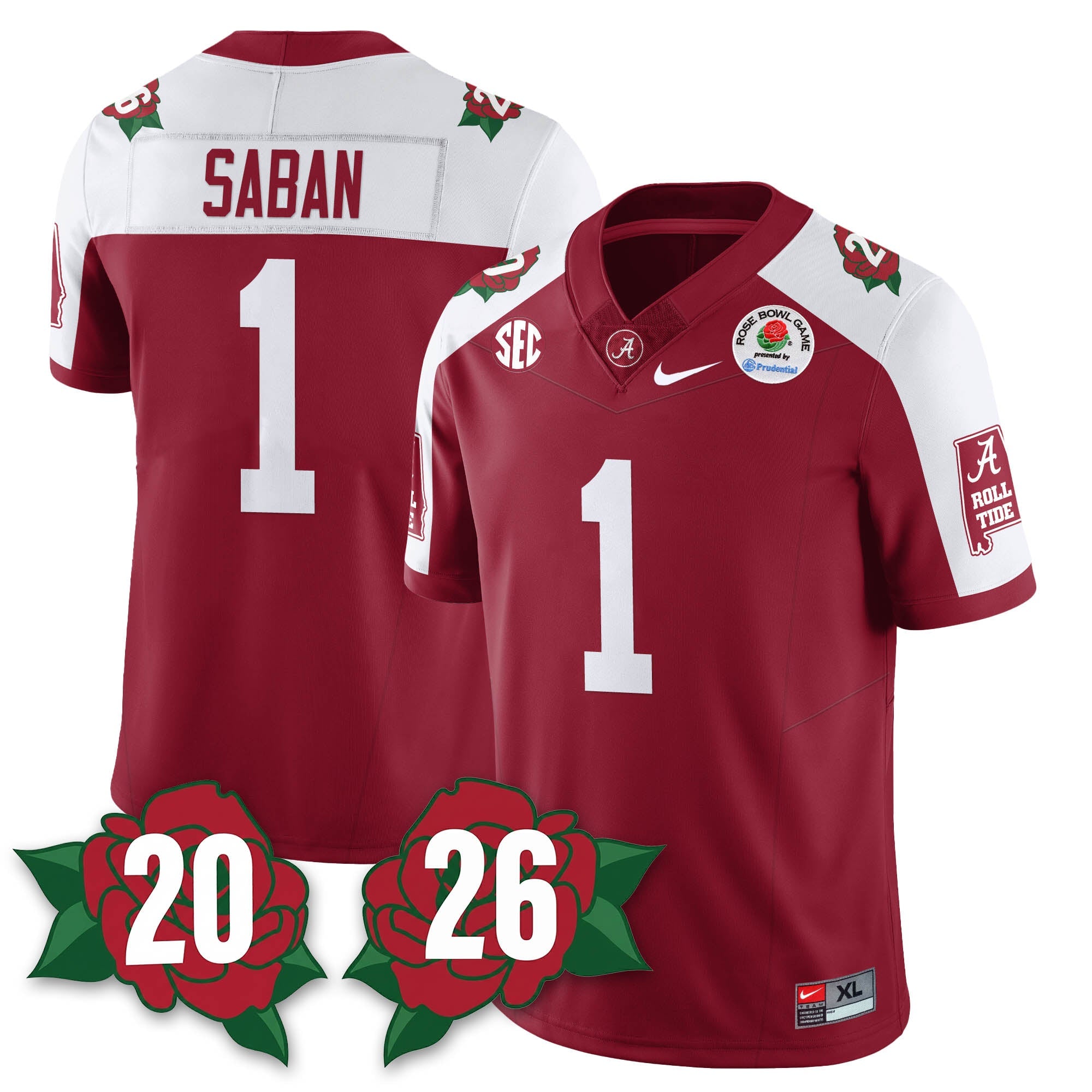 BAMA Rose Bowl Vapor Limited Football Jersey - All Stitched