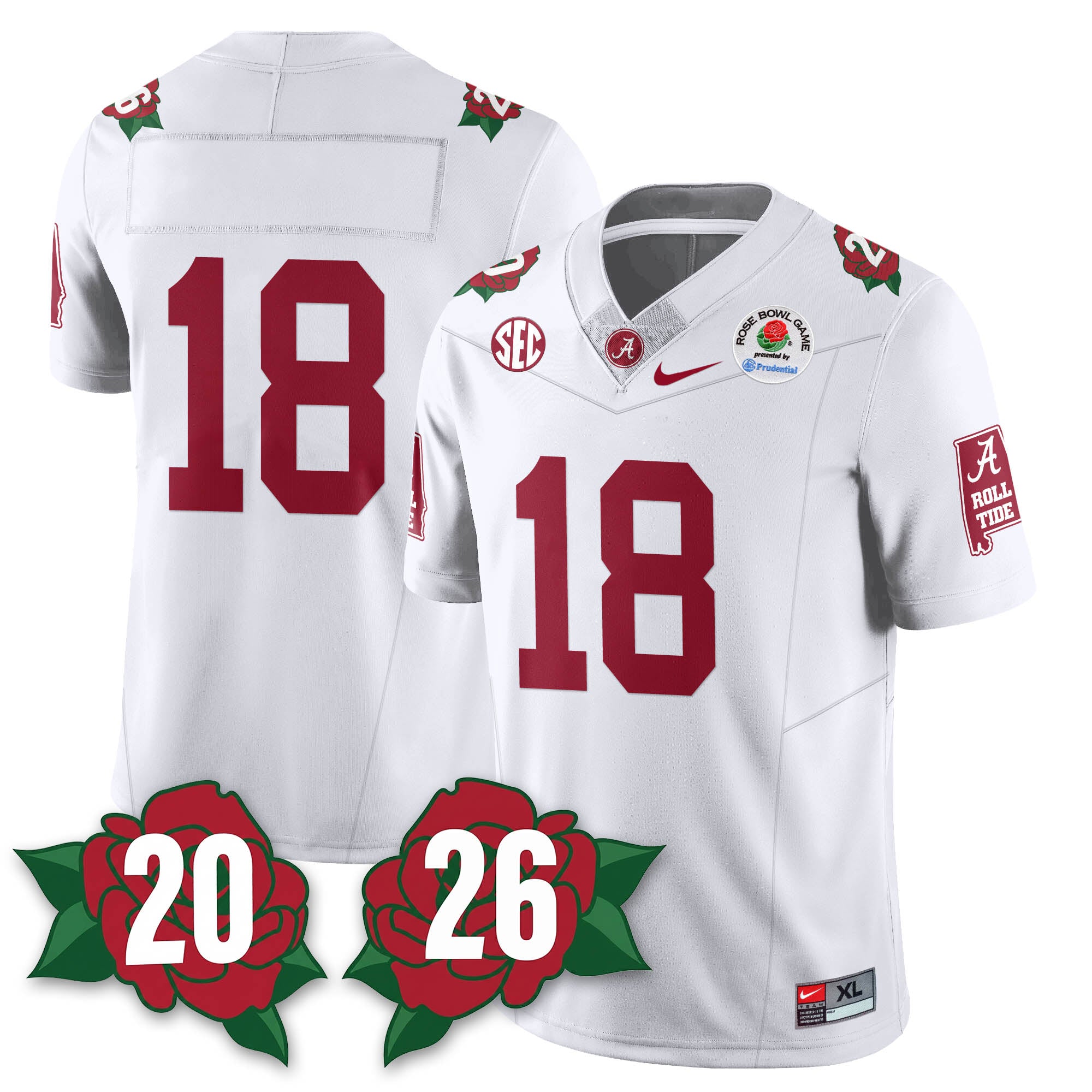 BAMA Rose Bowl Vapor Limited Football Jersey - All Stitched