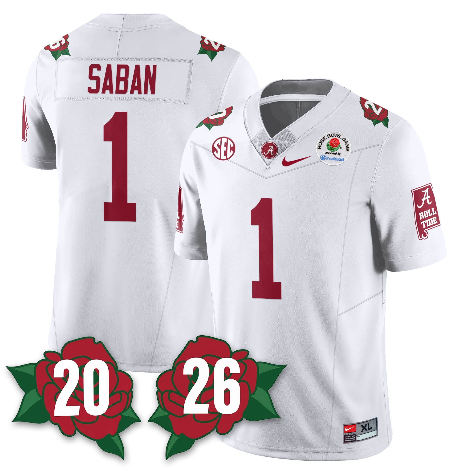 BAMA Rose Bowl Vapor Limited Football Jersey - All Stitched
