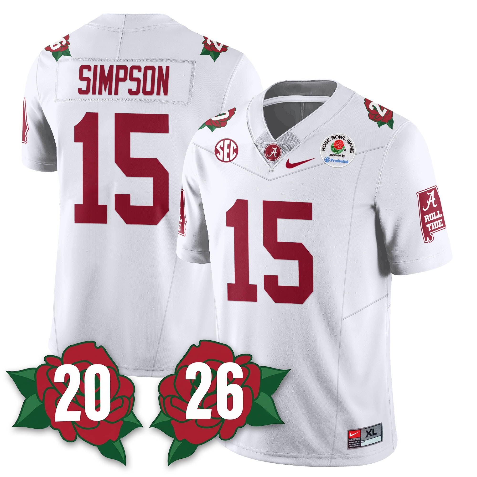 BAMA Rose Bowl Vapor Limited Football Jersey - All Stitched