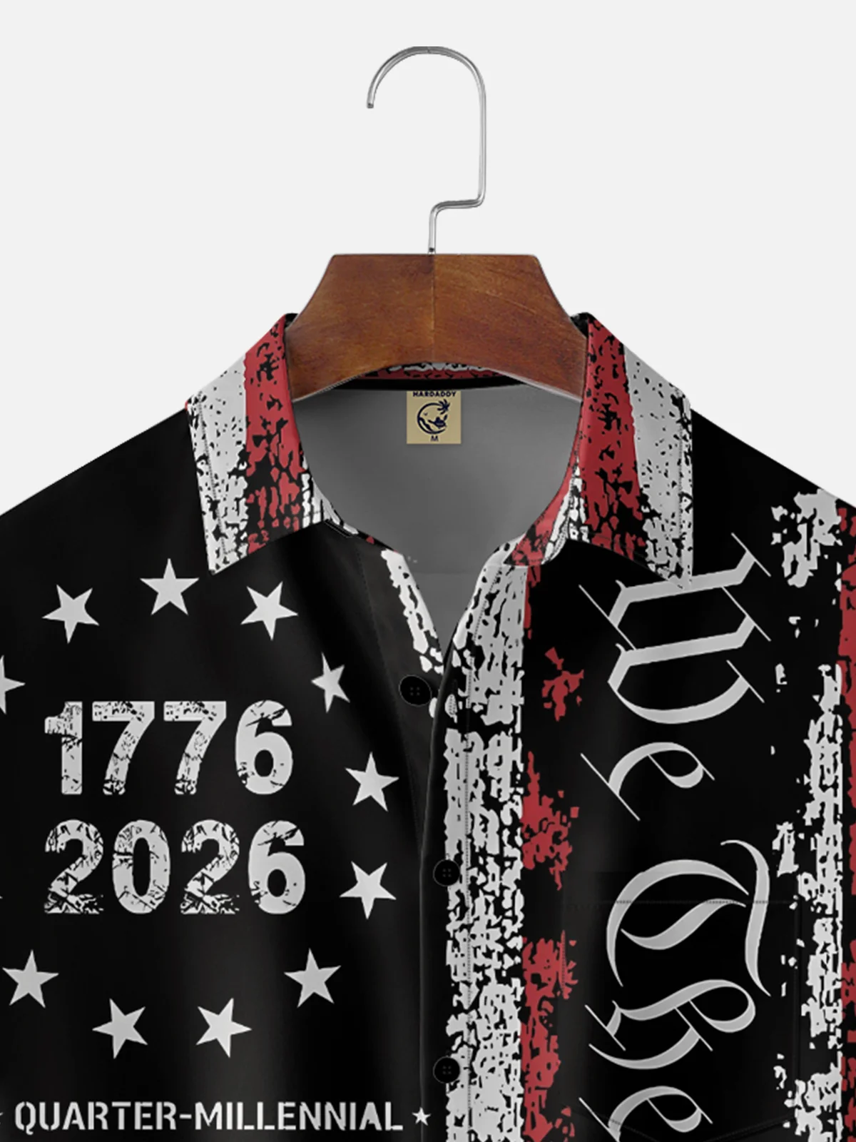 Moisture Wicking Gradient Abstract American Flag American Eagle 250th Anniversary Chest Pocket Holiday Shirt