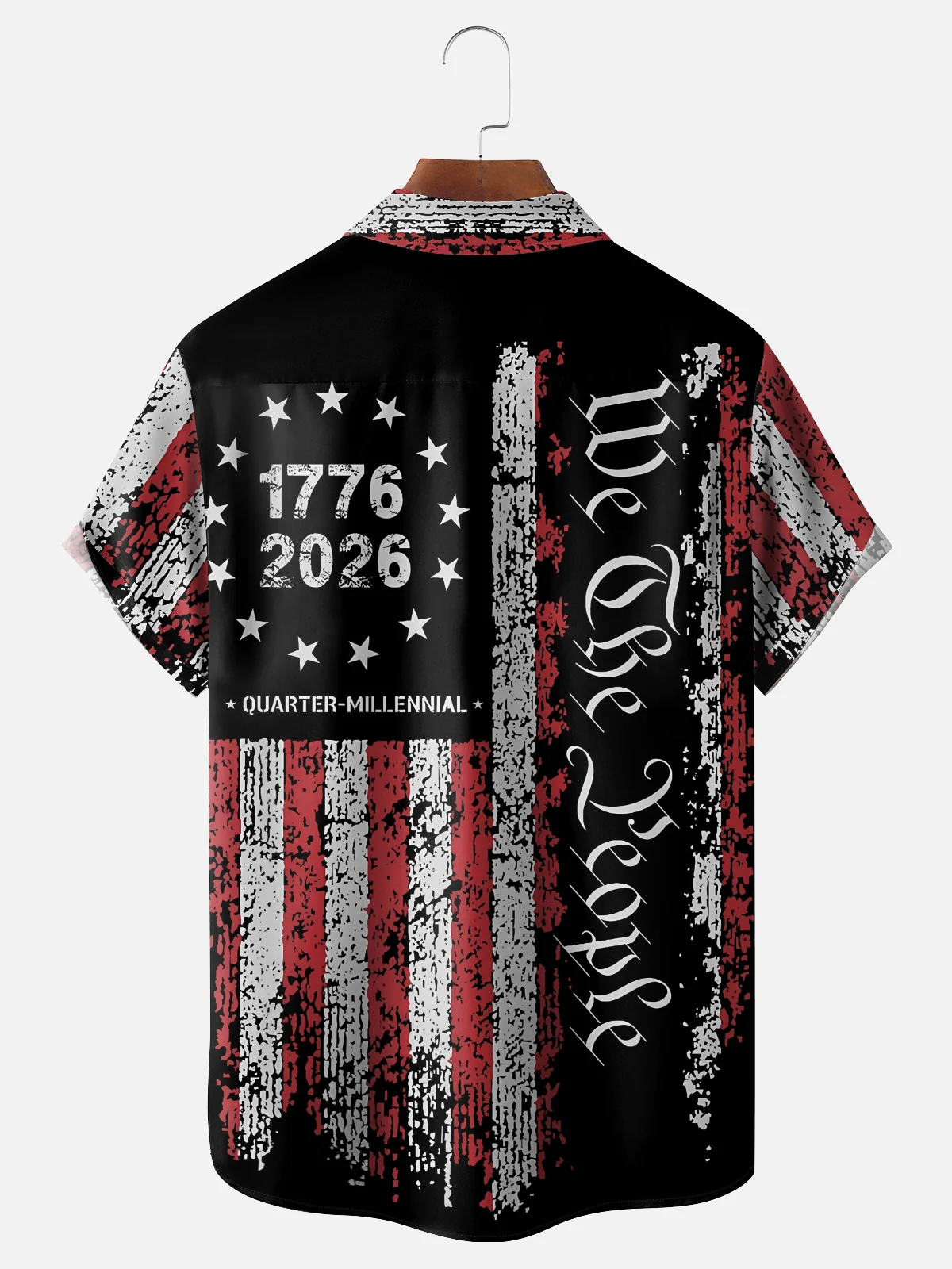 Moisture Wicking Gradient Abstract American Flag American Eagle 250th Anniversary Chest Pocket Holiday Shirt