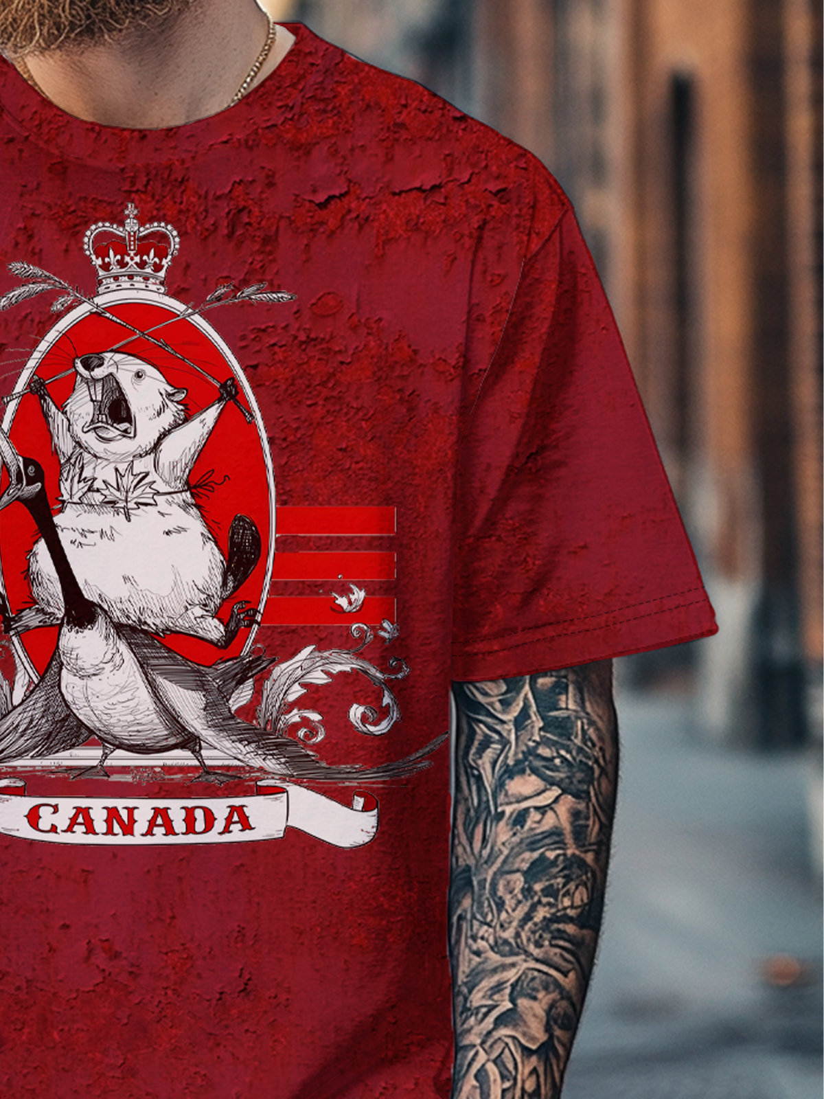 Men's Canada Day Funny Illustrations Fitted T-shirts
