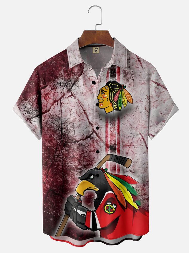 Moisture-wicking Canada Ice Hockey Chest Pocket Casual Shirt