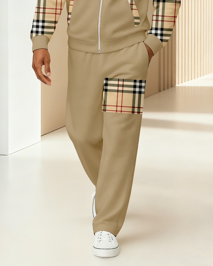 Men's Minimalist Color-Block Jacket Sports Jogging Set 25